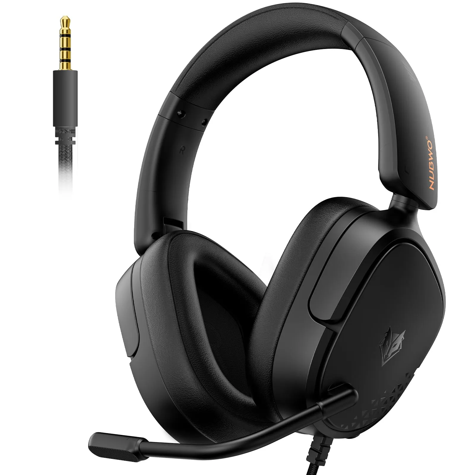 NUBWO HG04L Cuffie Gaming per PS5/PS4, Xbox Series X|S/Xbox One, Switch - Leggere 250g, Microfono Unidirezionale Clear, Paraorecchie in Memory Foam Morbido, Jack da 3,5mm per Gaming e Lavoro (Nero)