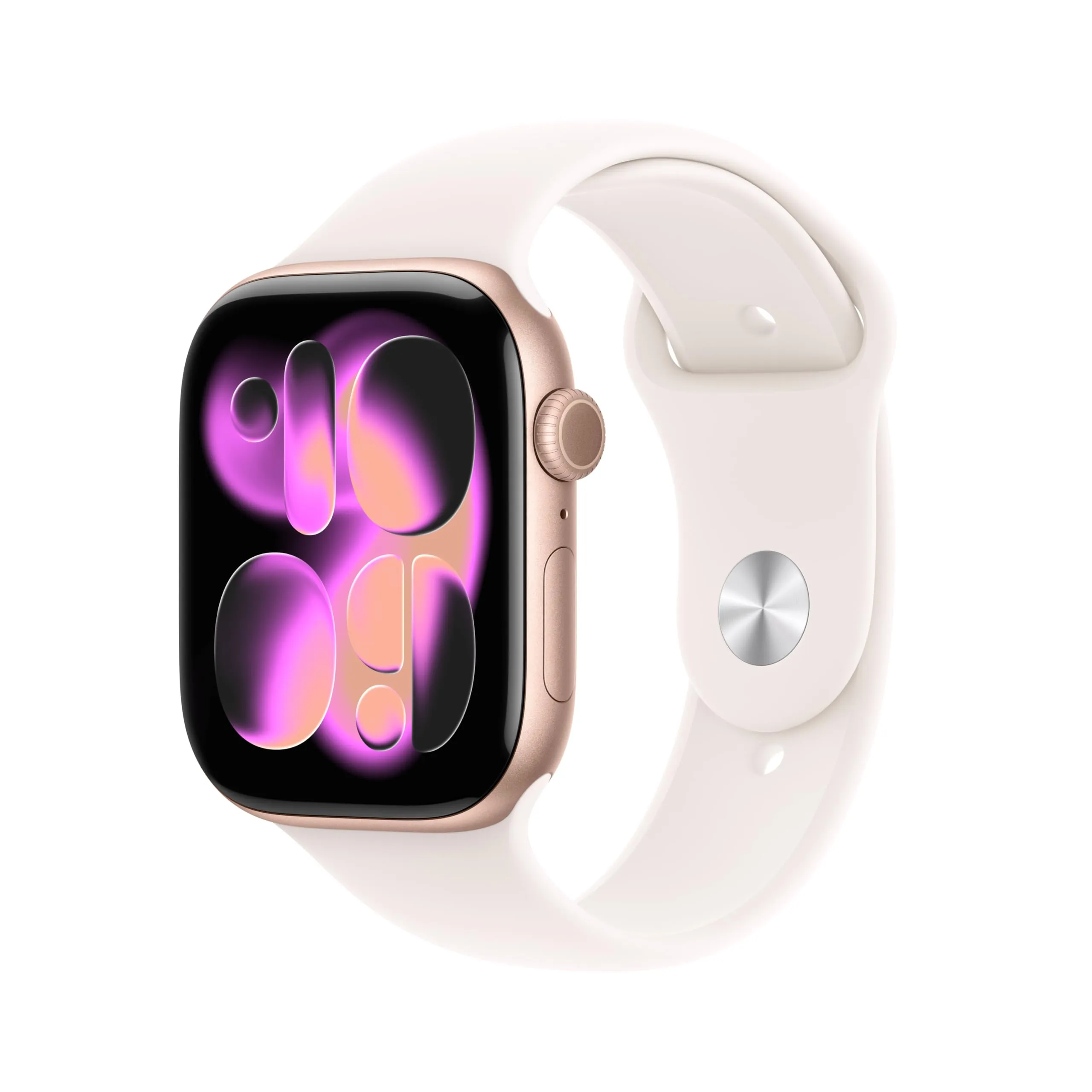 Apple Watch Series 11 GPS + Cellular, Cassa 46 mm in alluminio color oro rosa con Cinturino Sport rosa fard - S/M