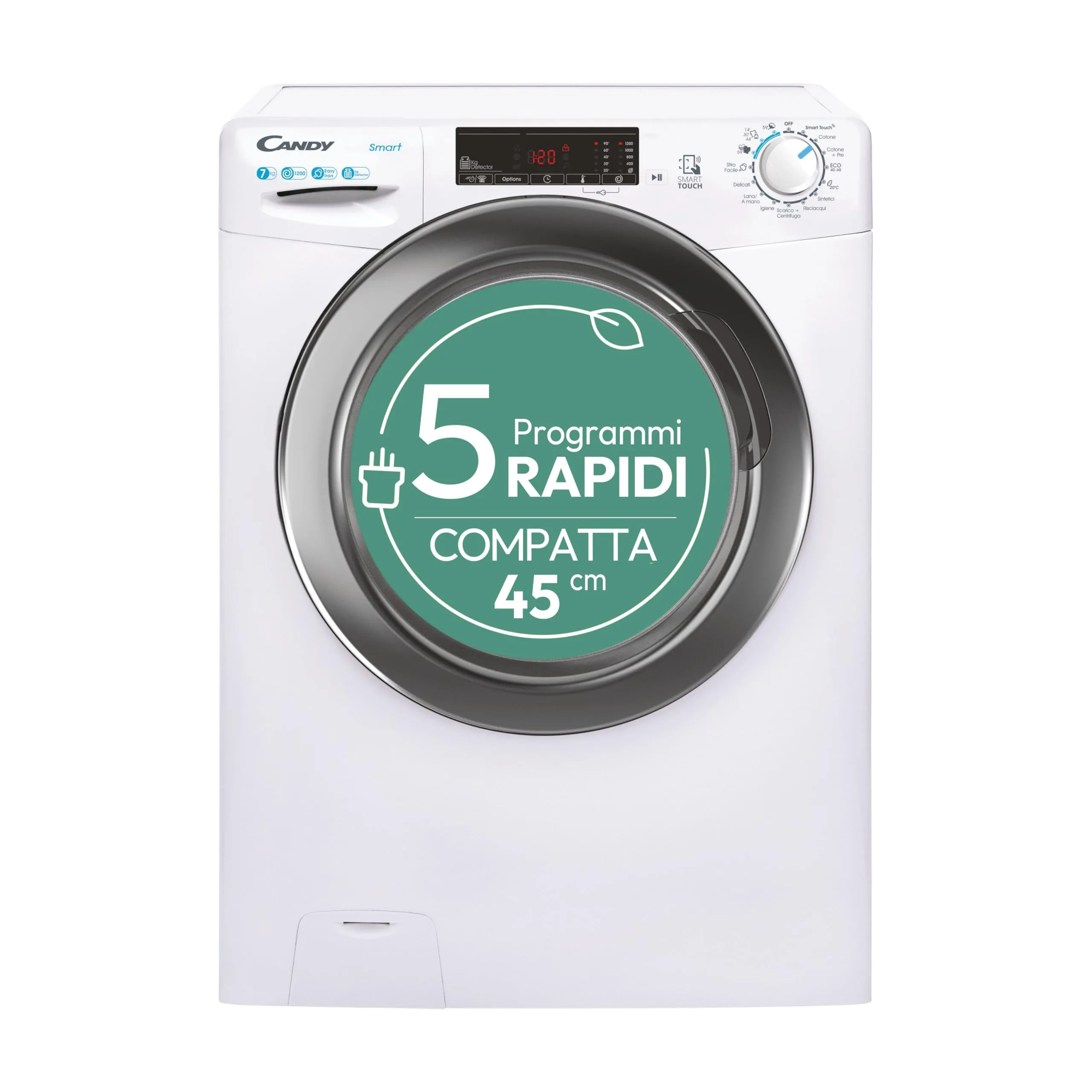 Candy Smart Lavatrice 7 Kg, 1200 Giri, Classe C, Bianco