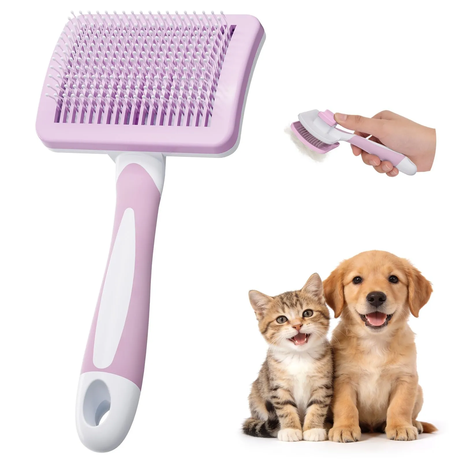 Diboniur Spazzola per Gatti e Cani Autopulente, Pelo Lungo e Corto, Rosa