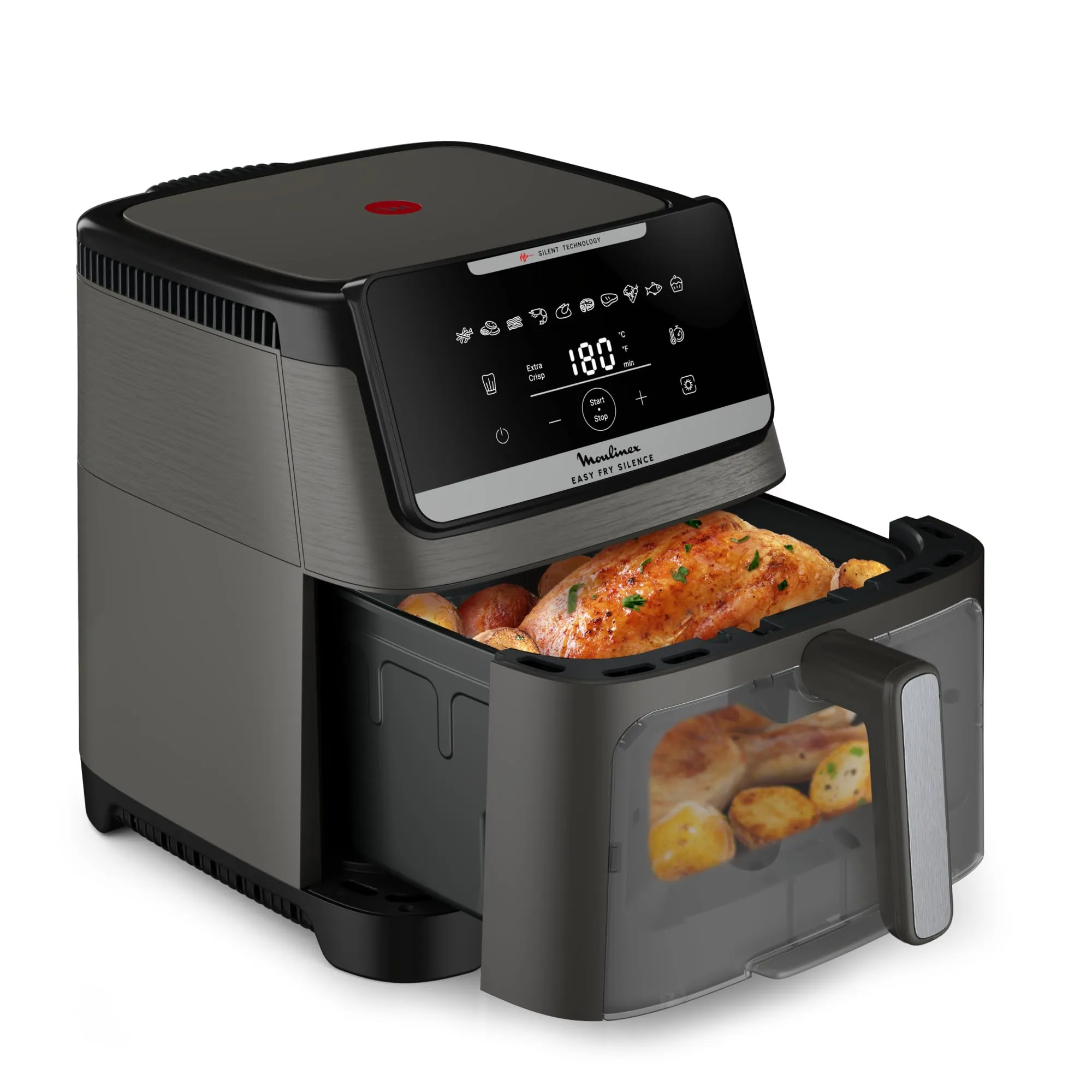 Moulinex Easy Fry Silence, Friggitrice Aria 7L, Grigio, EZ846H