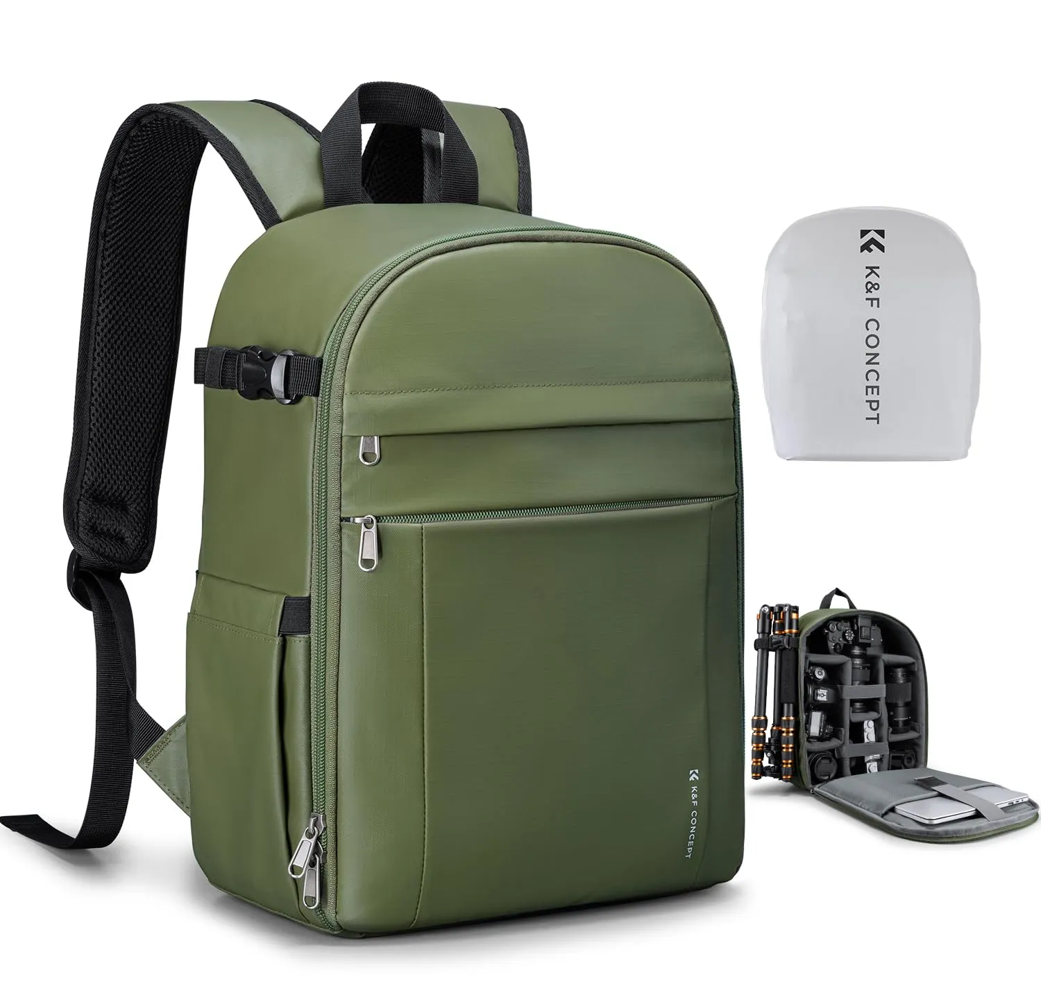 K&F CONCEPT Zaino Foto Compatto 13L Parapioggia Impermeabile Verde