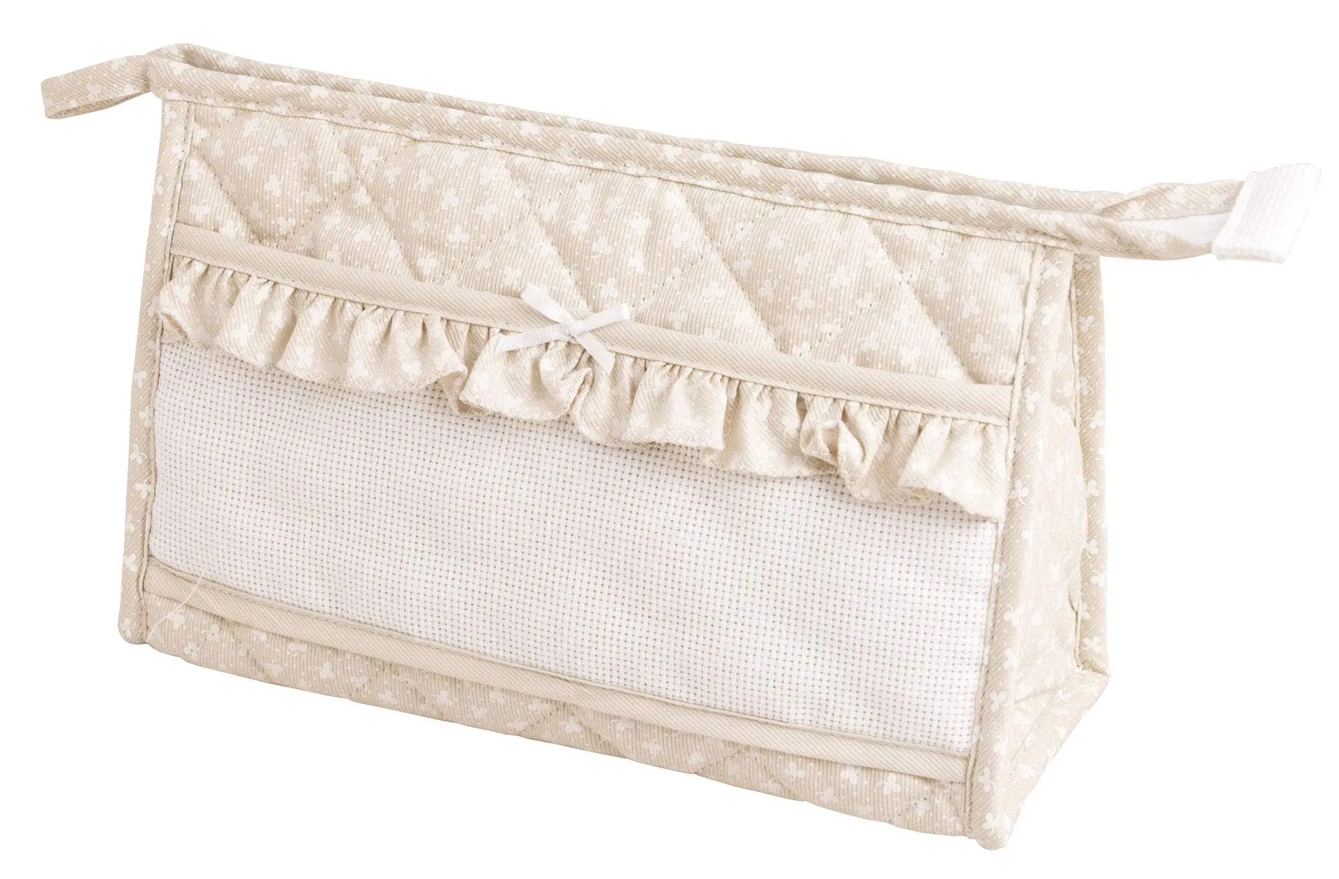 Filet - Trousse con cerniera in tessuto trapuntato | Ideale per cosmetici e creme | Dimensioni 25X15X6 cm | Made in Italy | Tortora