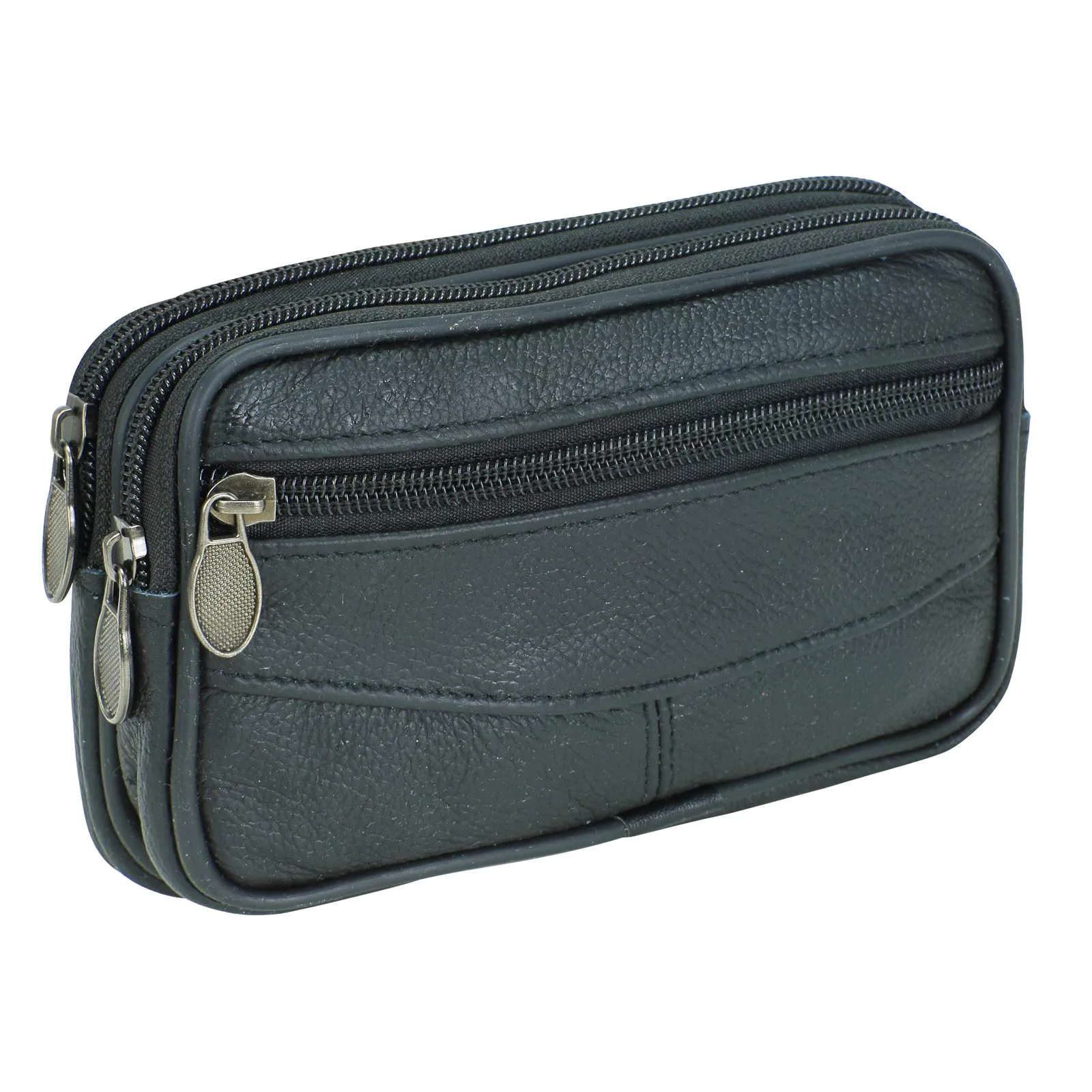 Marsupio in vera pelle, per taxi, colore nero e marrone Nero Nero Höhe: 10 cm, Breite: 18 cm, Tiefe: 5 cm