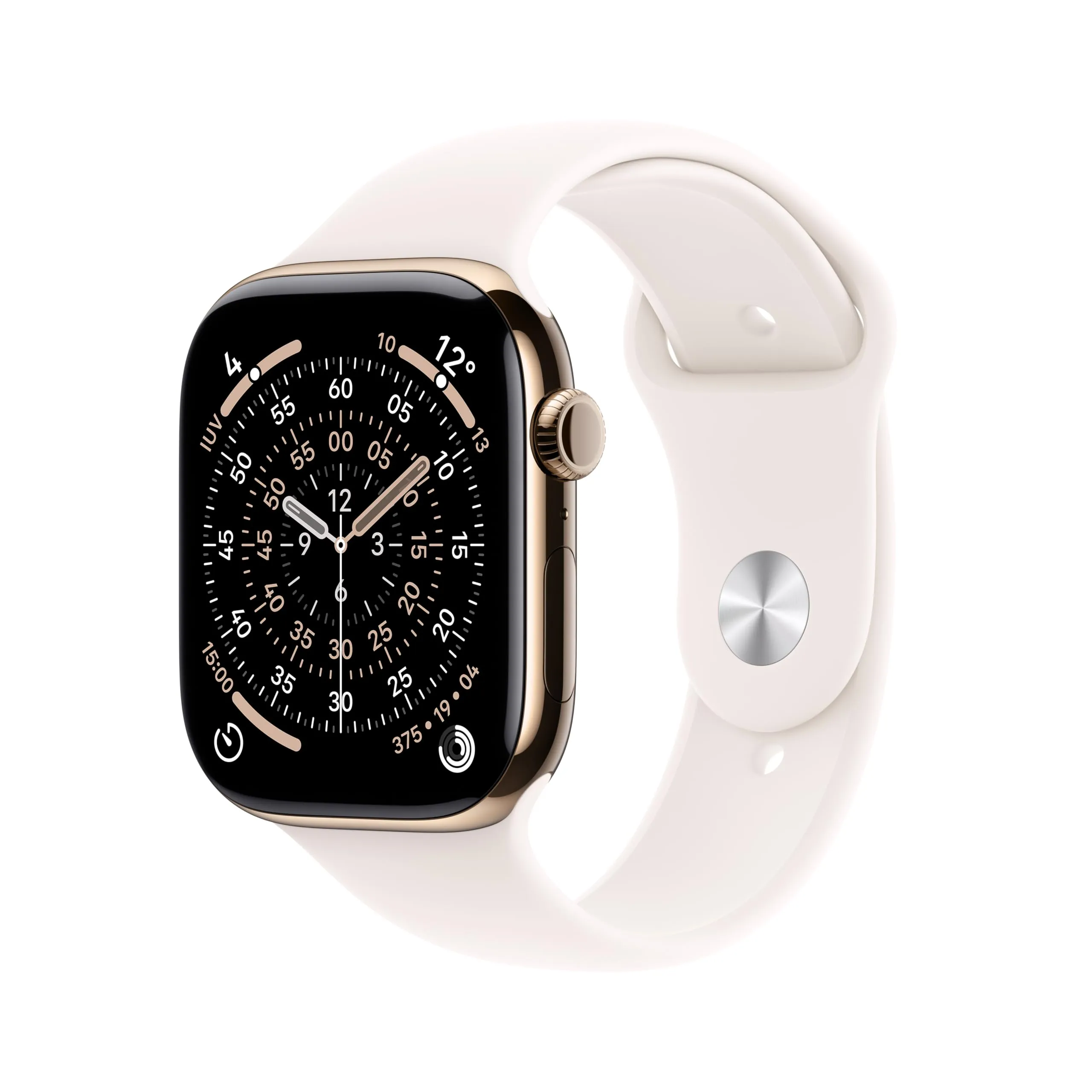 Apple Watch Series 11 GPS + Cellular, Cassa 46 mm in titanio color oro con Cinturino Sport rosa fard - M/L