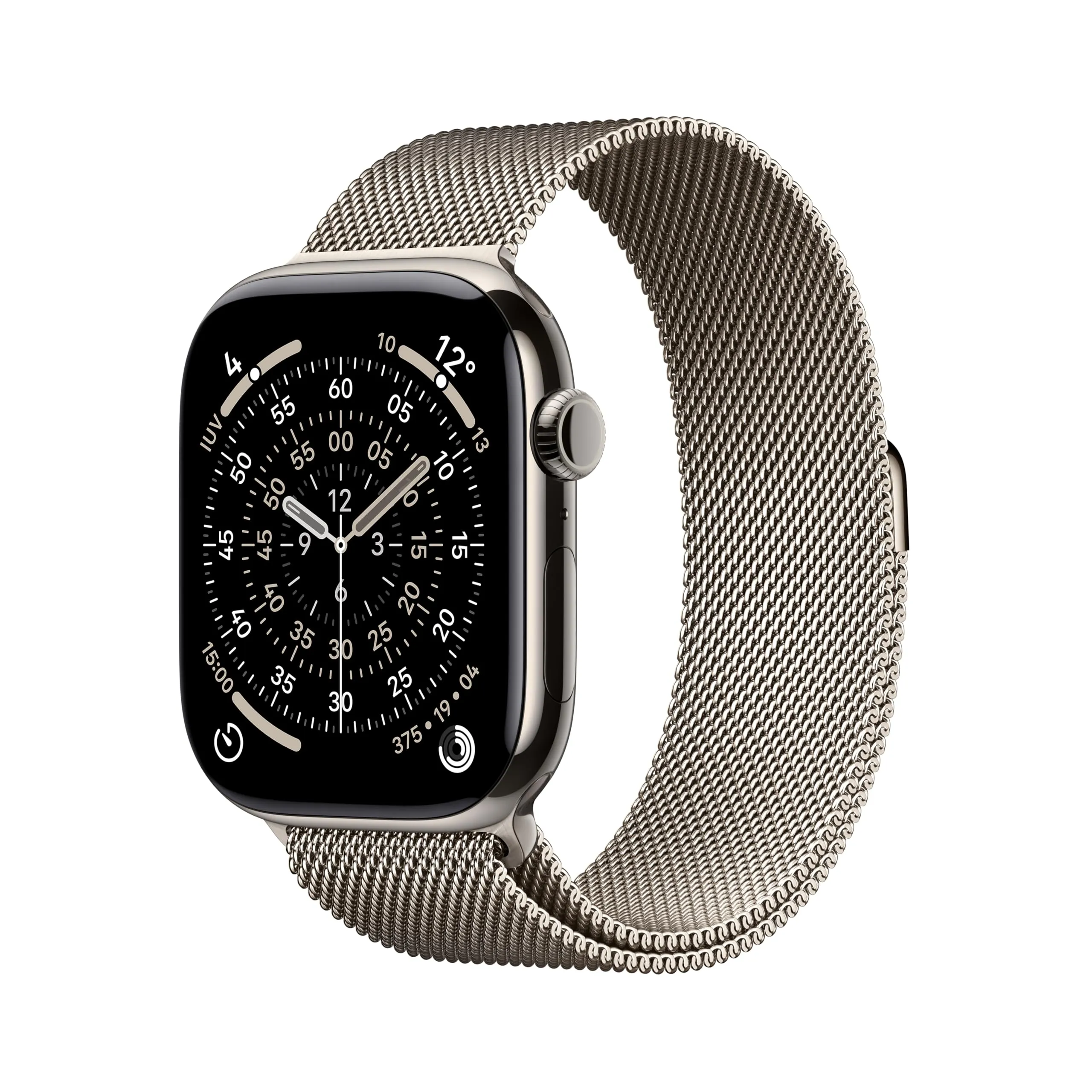 Apple Watch Series 11 GPS + Cellular, Cassa 46 mm in titanio naturale con Loop in maglia milanese naturale - S/M