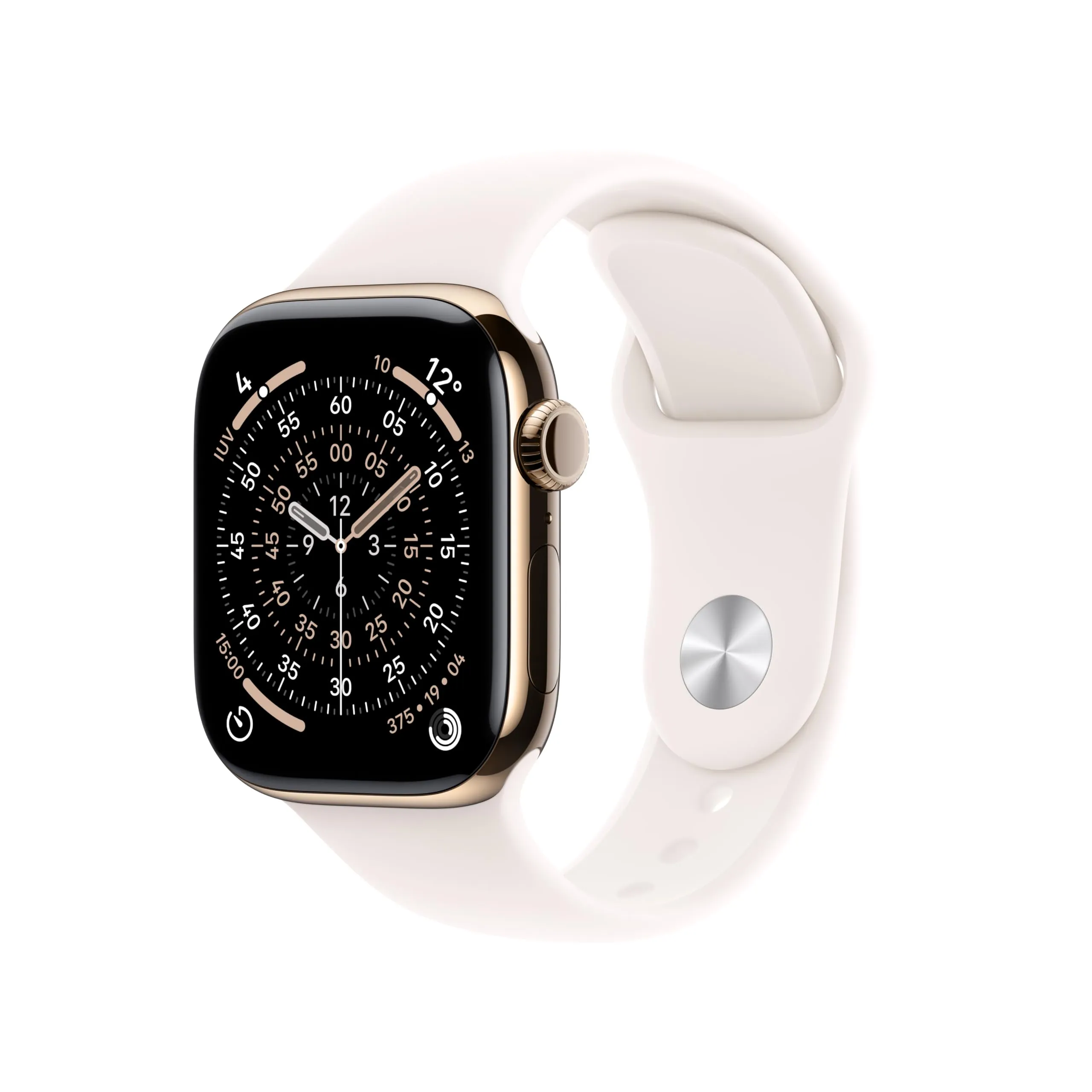 Apple Watch Series 11 GPS + Cellular, Cassa 42 mm in titanio color oro con Cinturino Sport rosa fard - M/L