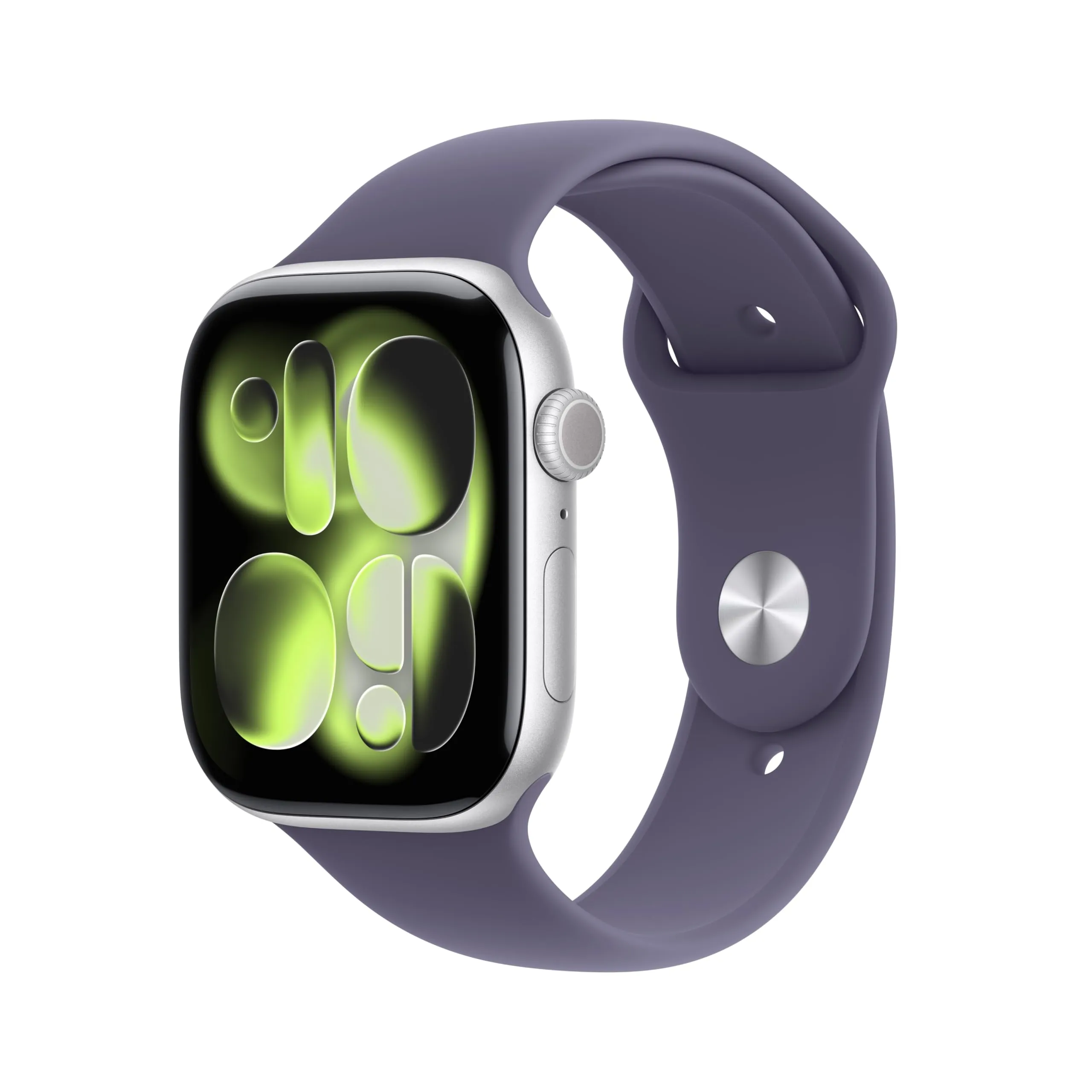 Apple Watch Series 11 GPS + Cellular, Cassa 46 mm in alluminio color argento con Cinturino Sport viola nebbia - S/M