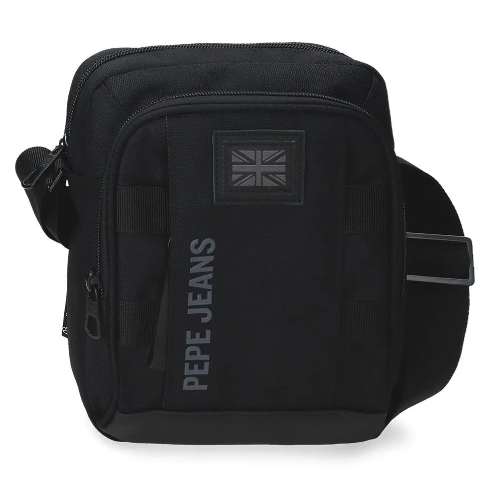 Pepe Jeans Matlock Borsa a tracolla media nera 17 x 22 x 8 cm Pelle sintetica e poliestere by Joumma Bags
