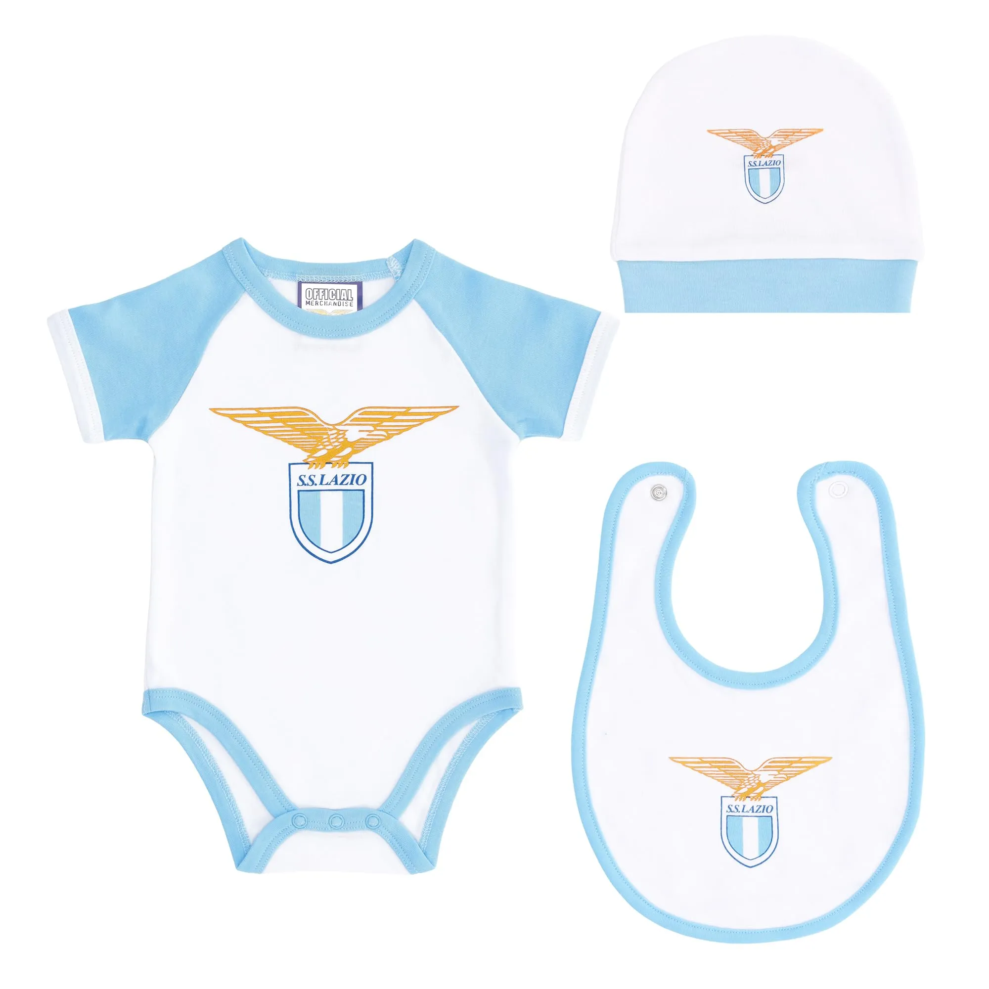 SS Lazio Set completo neonato, Prodotto Ufficiale, bianco, 6-9 mesi