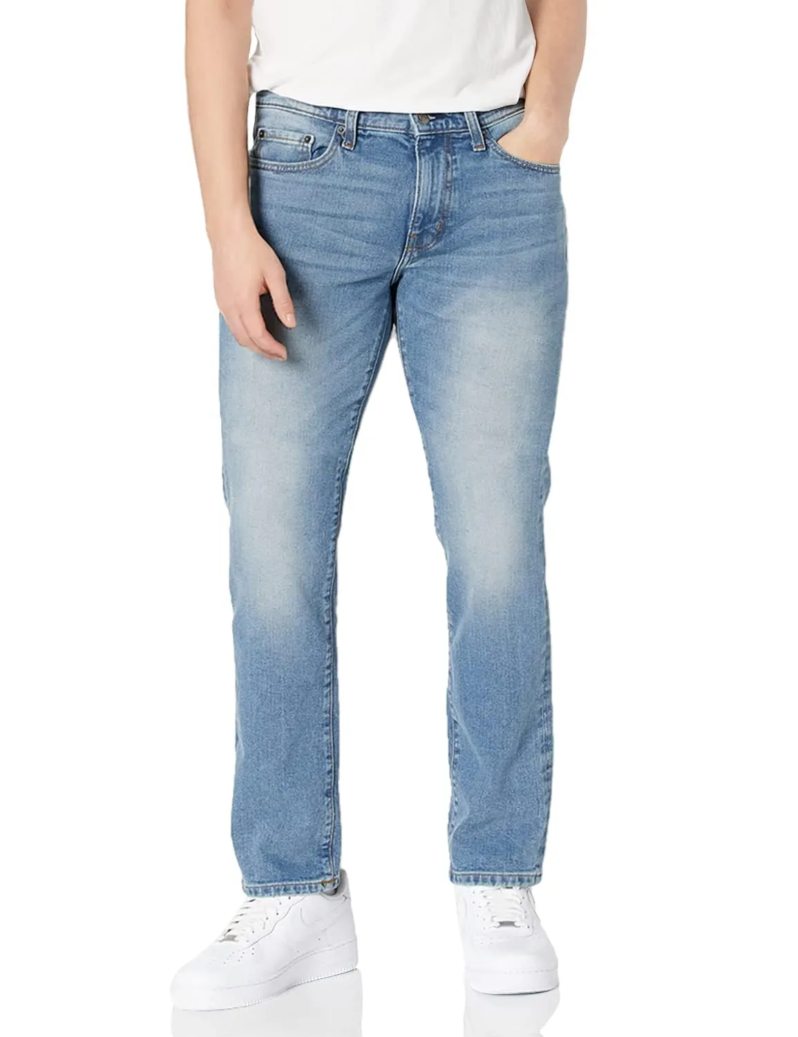 Amazon Essentials Jeans Slim Fit - colori fuori produzione Uomo, Delavé Chiaro, 40W / 30L