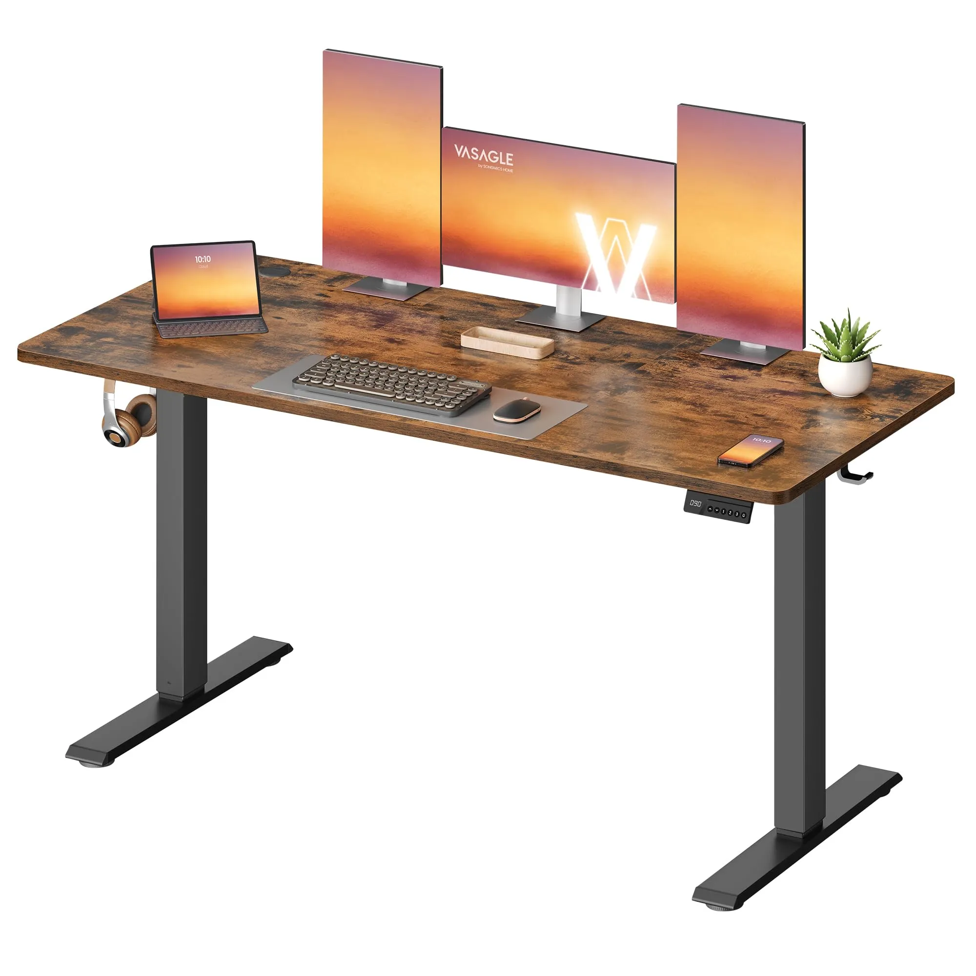 VASAGLE Scrivania Elettrica Regolabile in Altezza, 140x60x(72-120) cm