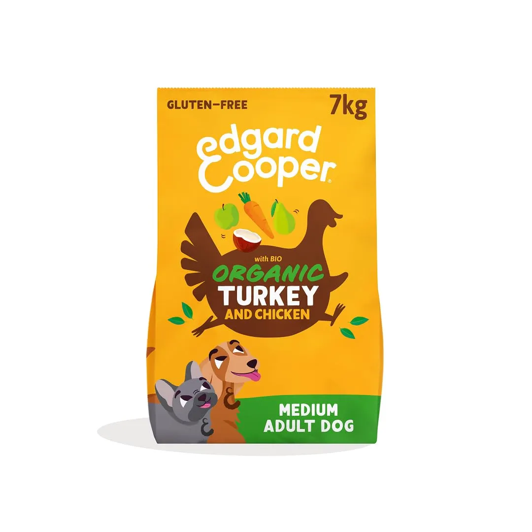 Edgard & Cooper Crochette Cani, Adulti, (Tacchino/Pollo Bio, 7kg), croccantini cane, carne fresca e ingredienti naturali, senza cereali, ipoallergenico, senza zuccheri aggiunti