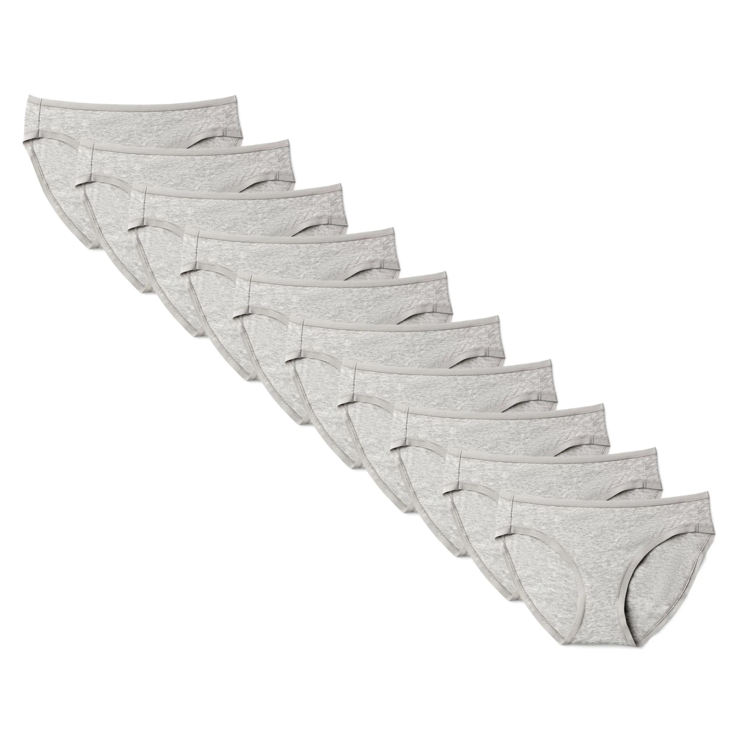 Amazon Essentials Slip Intimi Modello Bikini in Cotone Spandex (Disponibile nelle Taglie Forti) Donna, Confezione da 10, Grigio Medio Puntinato, 48