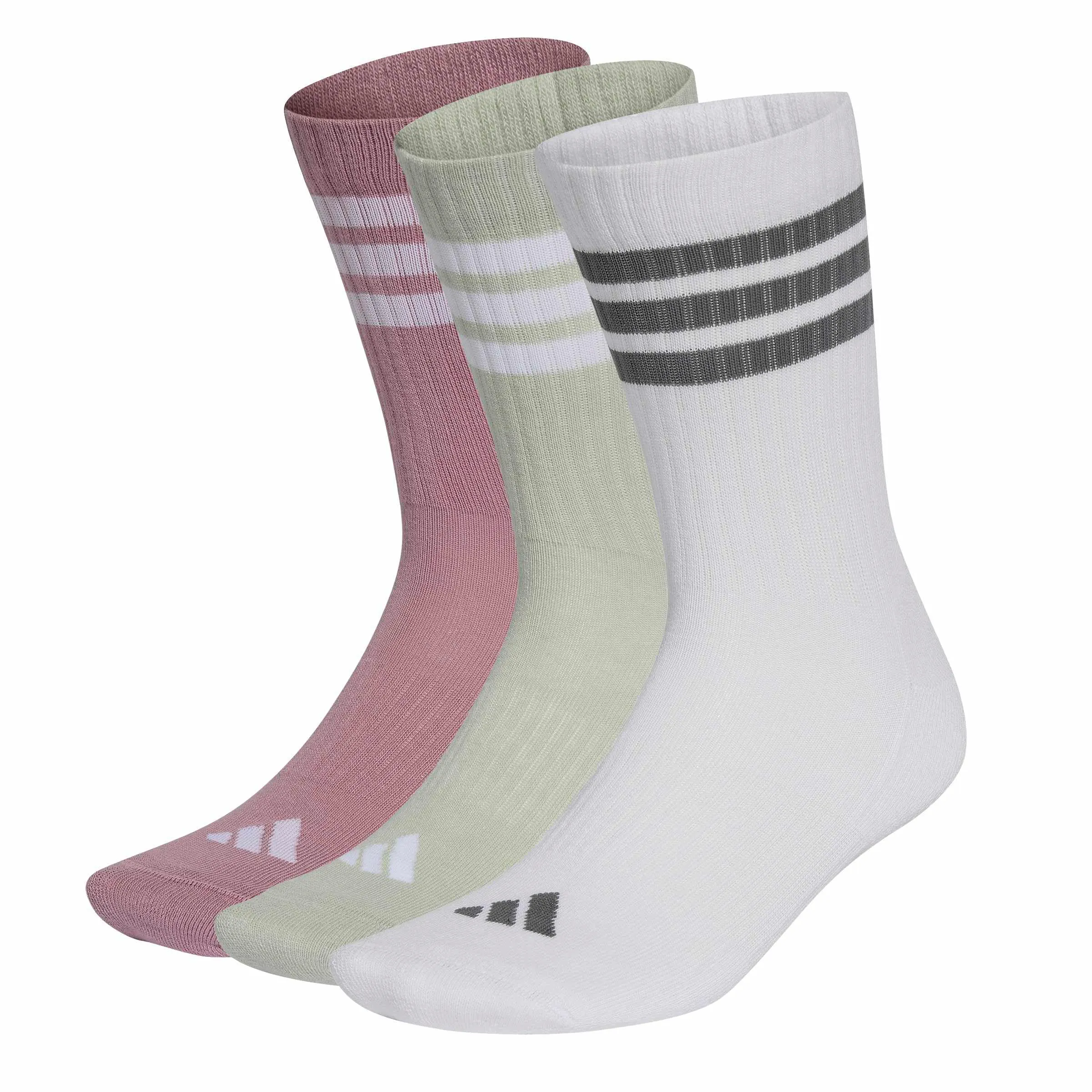 adidas Unisex - Adulto 3Stripes Cushioned Sportswear Crew Socks 3 Pair Pack Socks, magic mauve/white/halo green/grey four, L