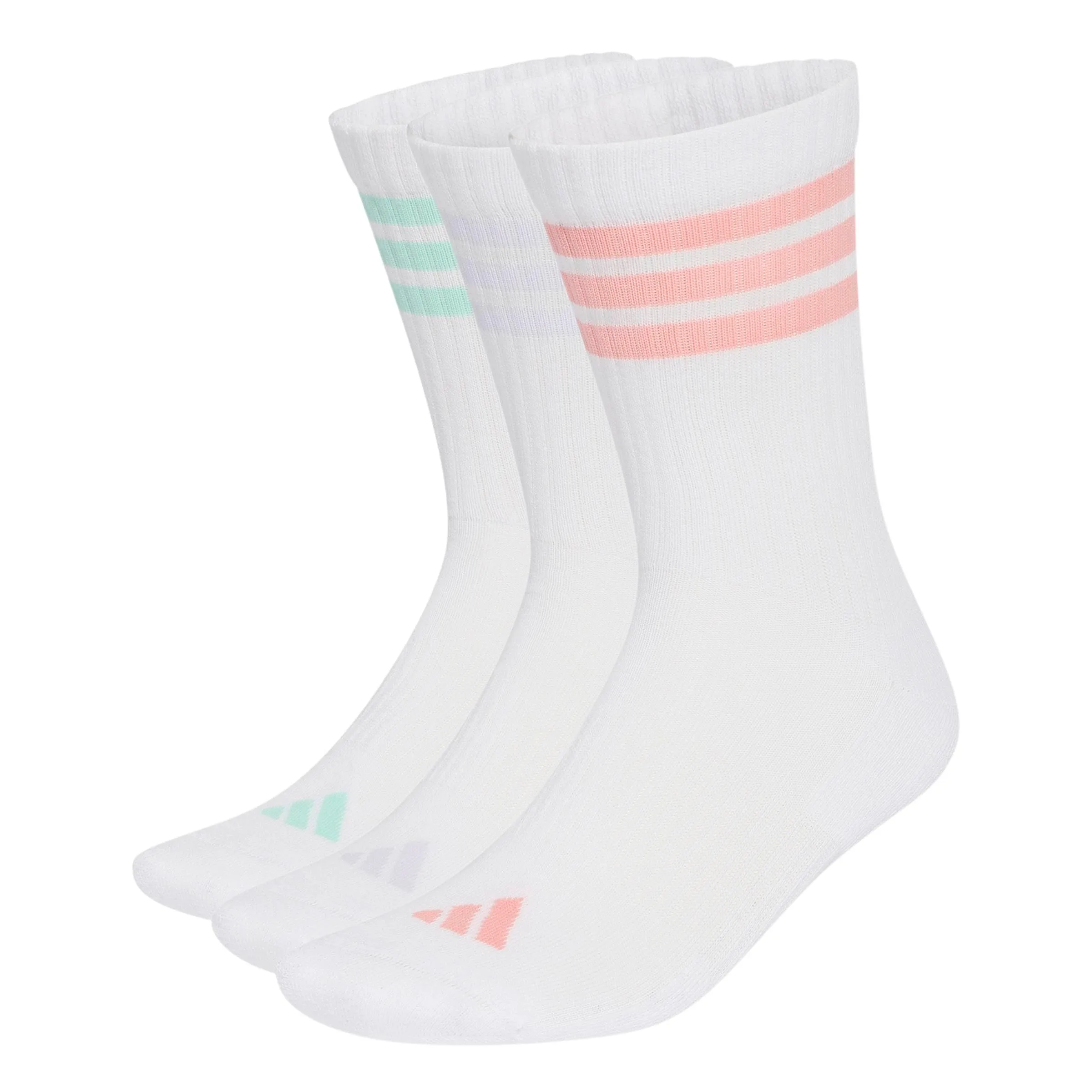 adidas Unisex - Adulto 3Stripes Cushioned Sportswear Crew Socks 3 Pair Pack Socks, white/Semi Frozen Turbo/clear mint/Frozen Purple, XXL