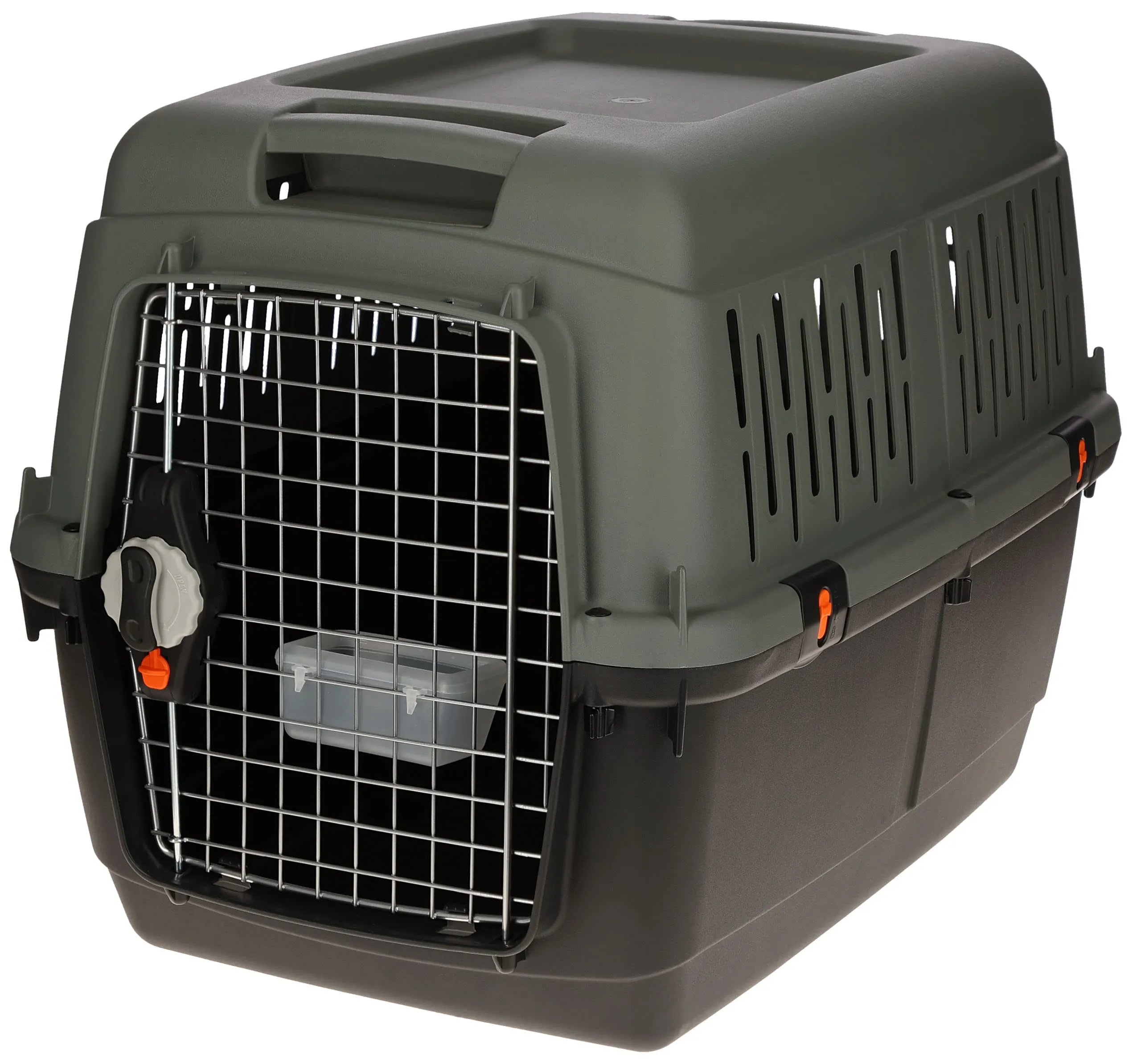 Kerbl Pet scatola di trasporto Eco, per cani, antracite/grigio-verde, 70x50x51,5 cm, plastica, 8-25 kg, adatto ai cani, adatto ai viaggi aerei, con porta in metallo