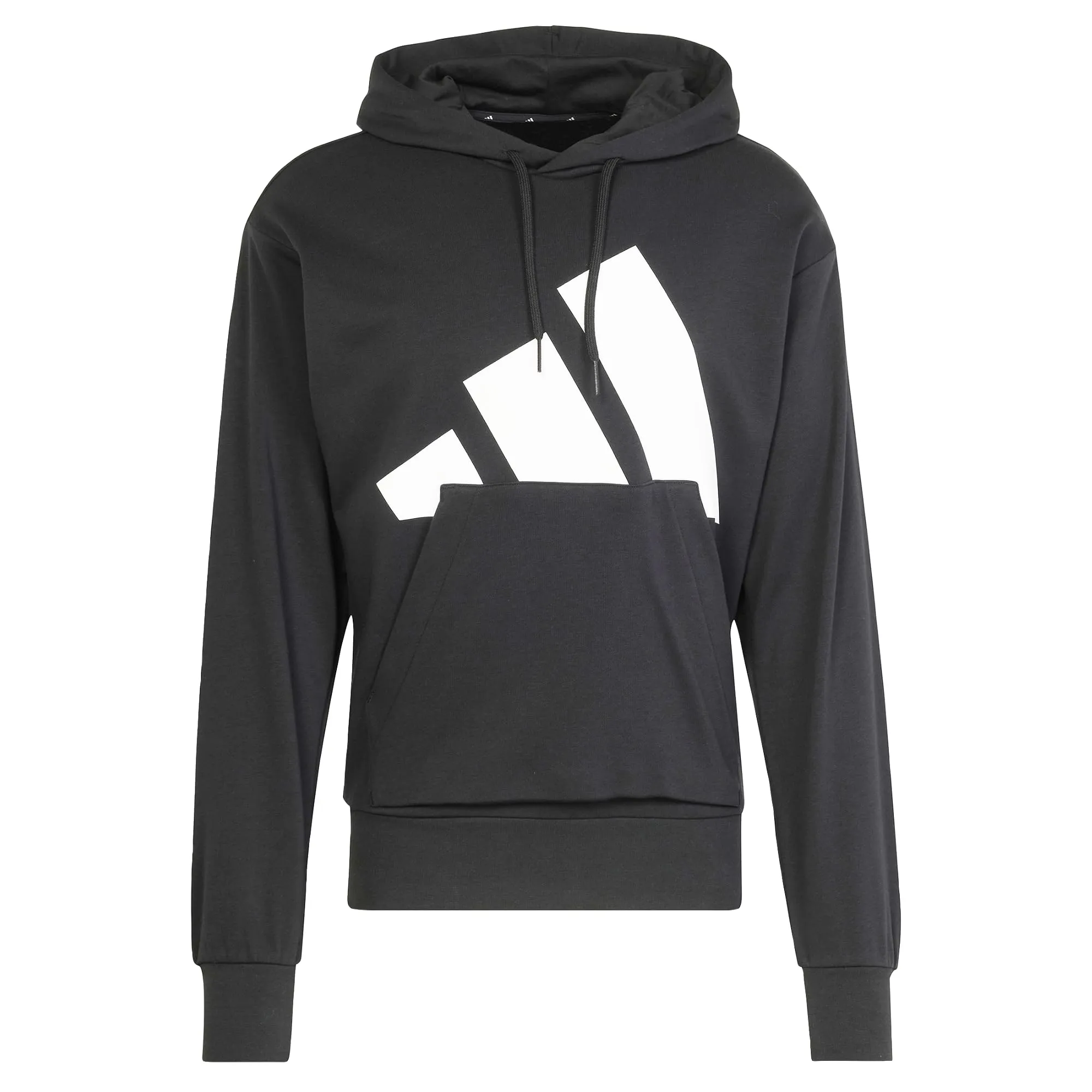 adidas Uomo Essentials Big Logo French Terry Hoodie Sweatshirt, Black/White, M