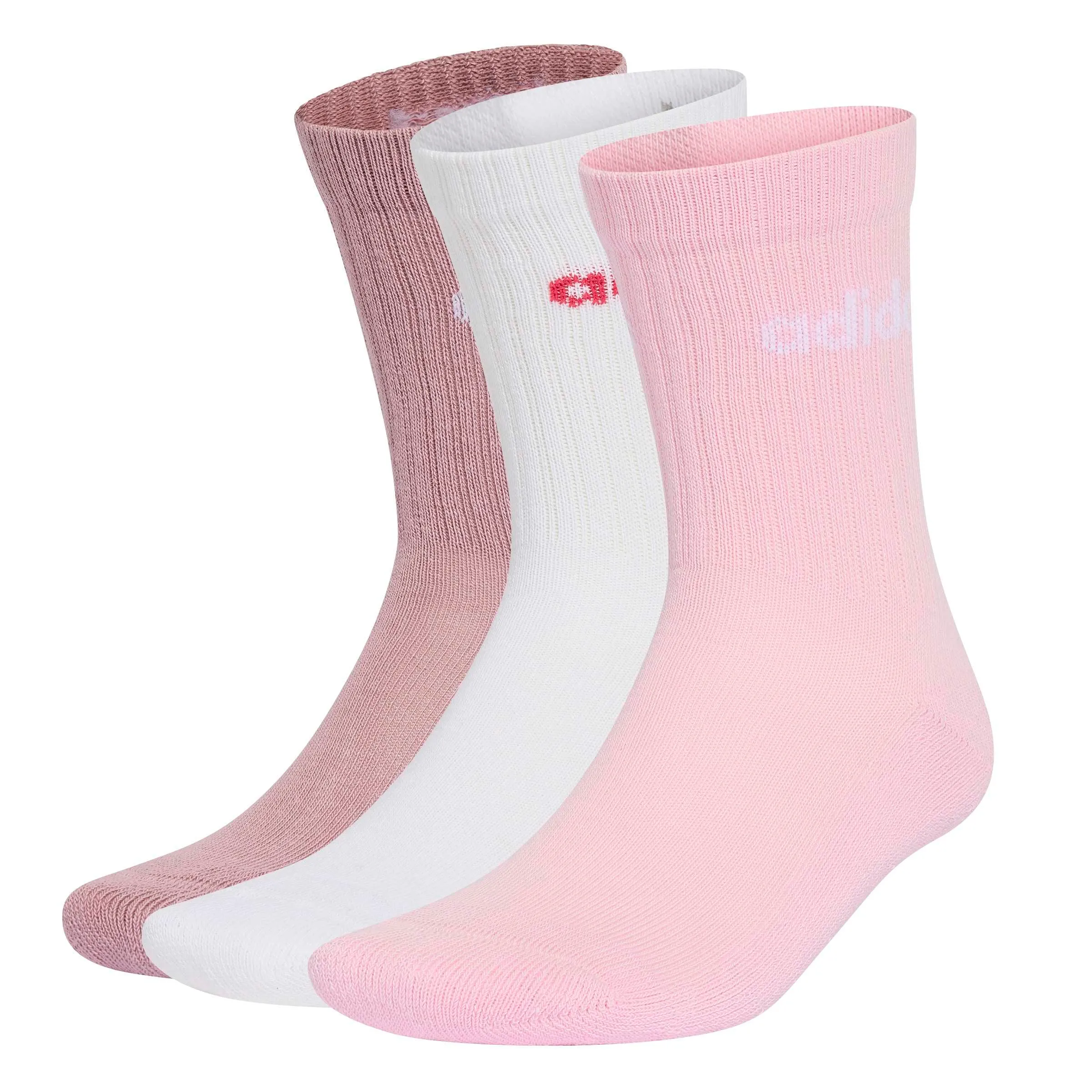 adidas Unisex - Adulto Linear Crew Cushioned Socks 3 Pairs Socks, magic mauve/white/clear pink, L