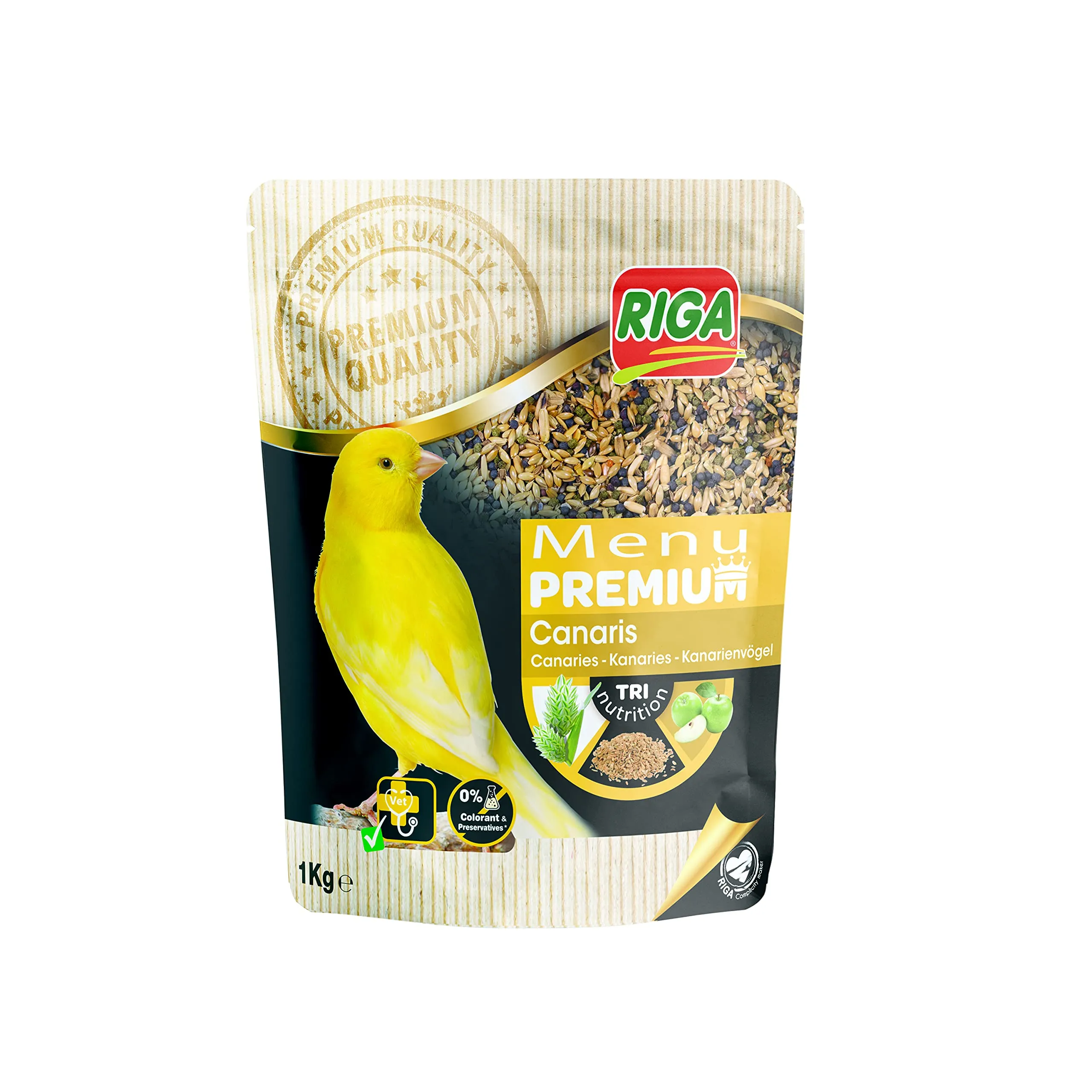 Riga - Menu Premium per Canarini - Miscela di Semi, Cereali E Frutta - Ricchi di Vitamine E Minerali - Sviluppato da Veterinari - 1 kg
