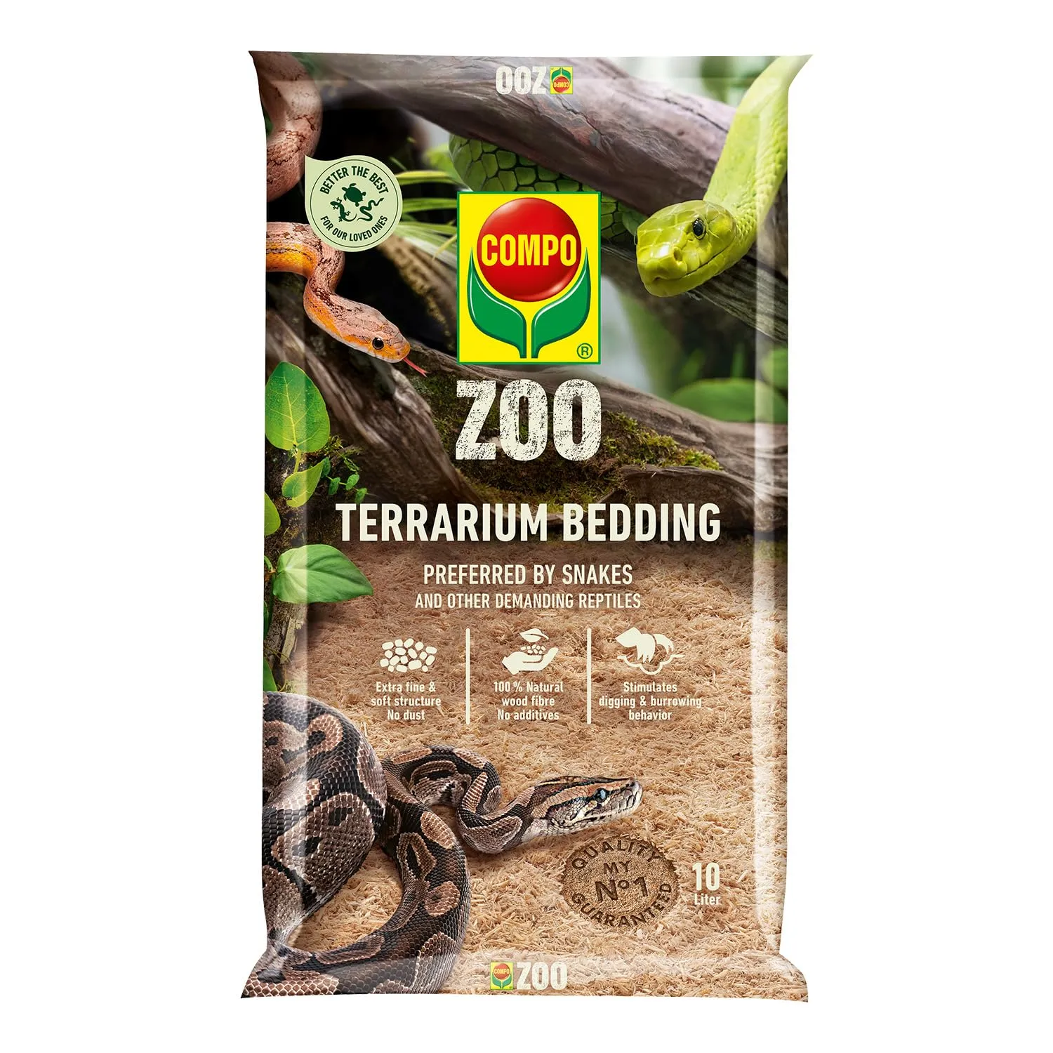 COMPO ZOO Lettiera Per Terrari di Serpenti, Con Fibra di Legno, 10L
