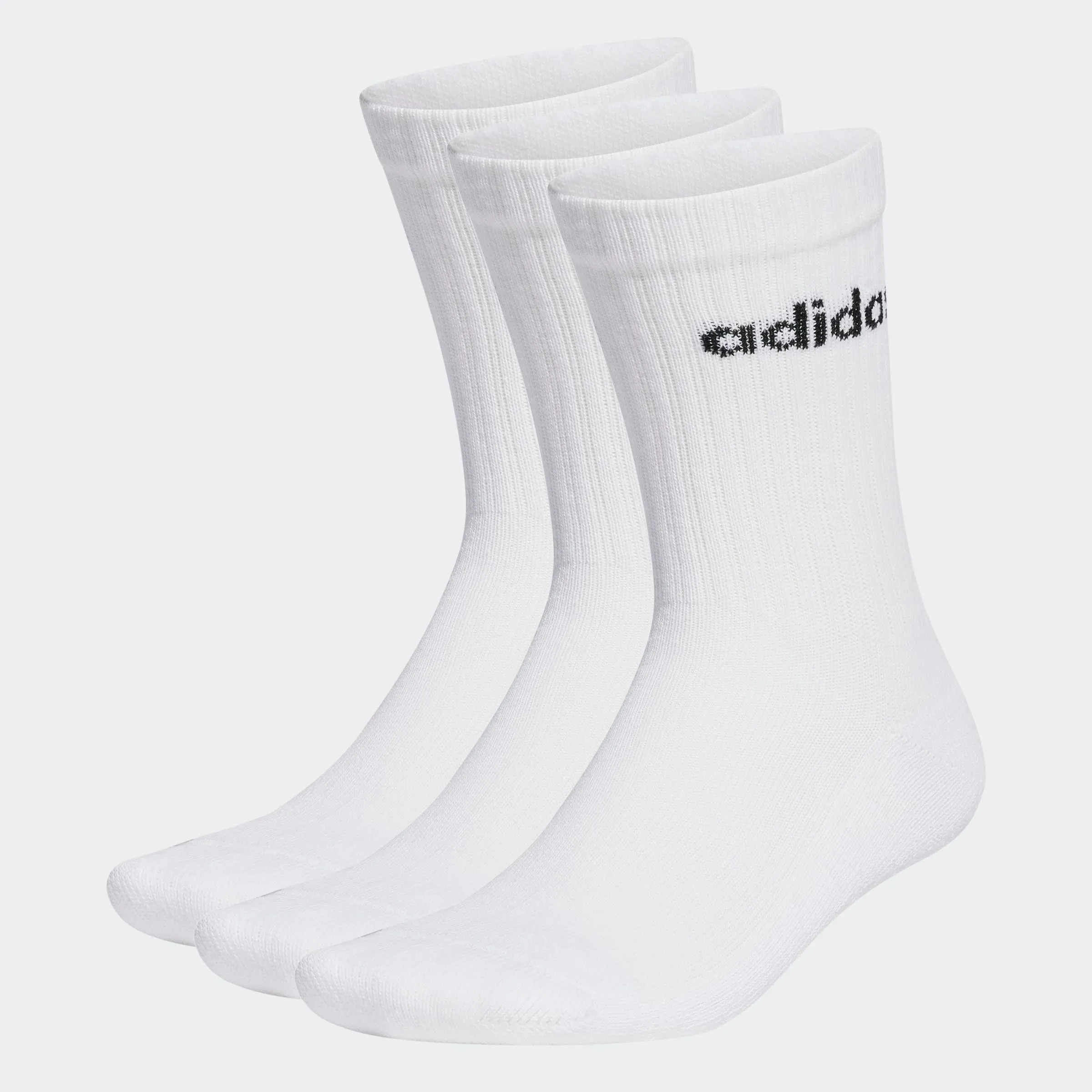 adidas Unisex - Adulto Linear Crew Cushioned Socks 3 Pairs, White / Black, 45-48