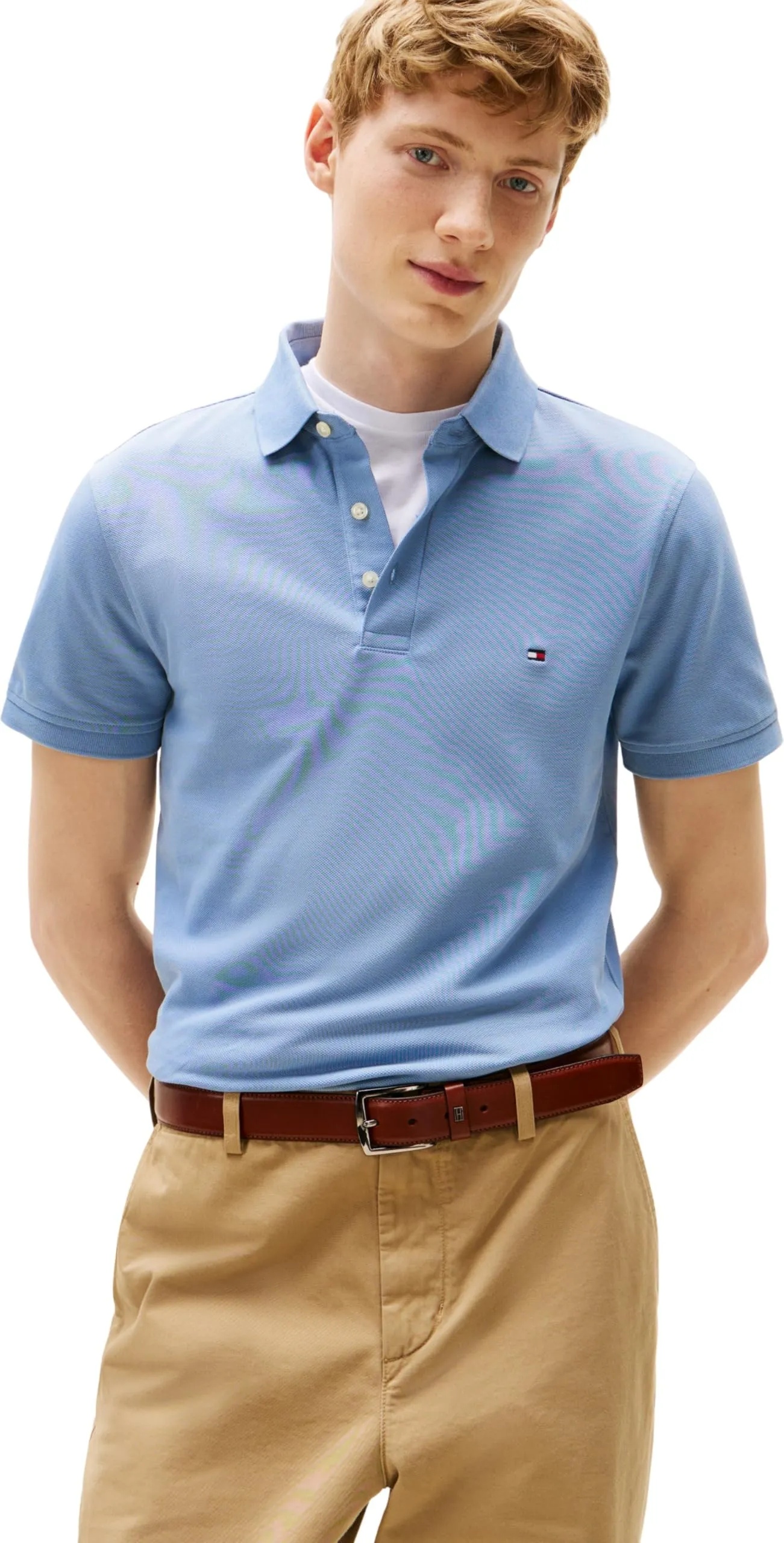 Tommy Hilfiger Uomo Maglietta Polo Maniche Corte 1985 Slim Fit, Blu (Brisk Blue), XXL