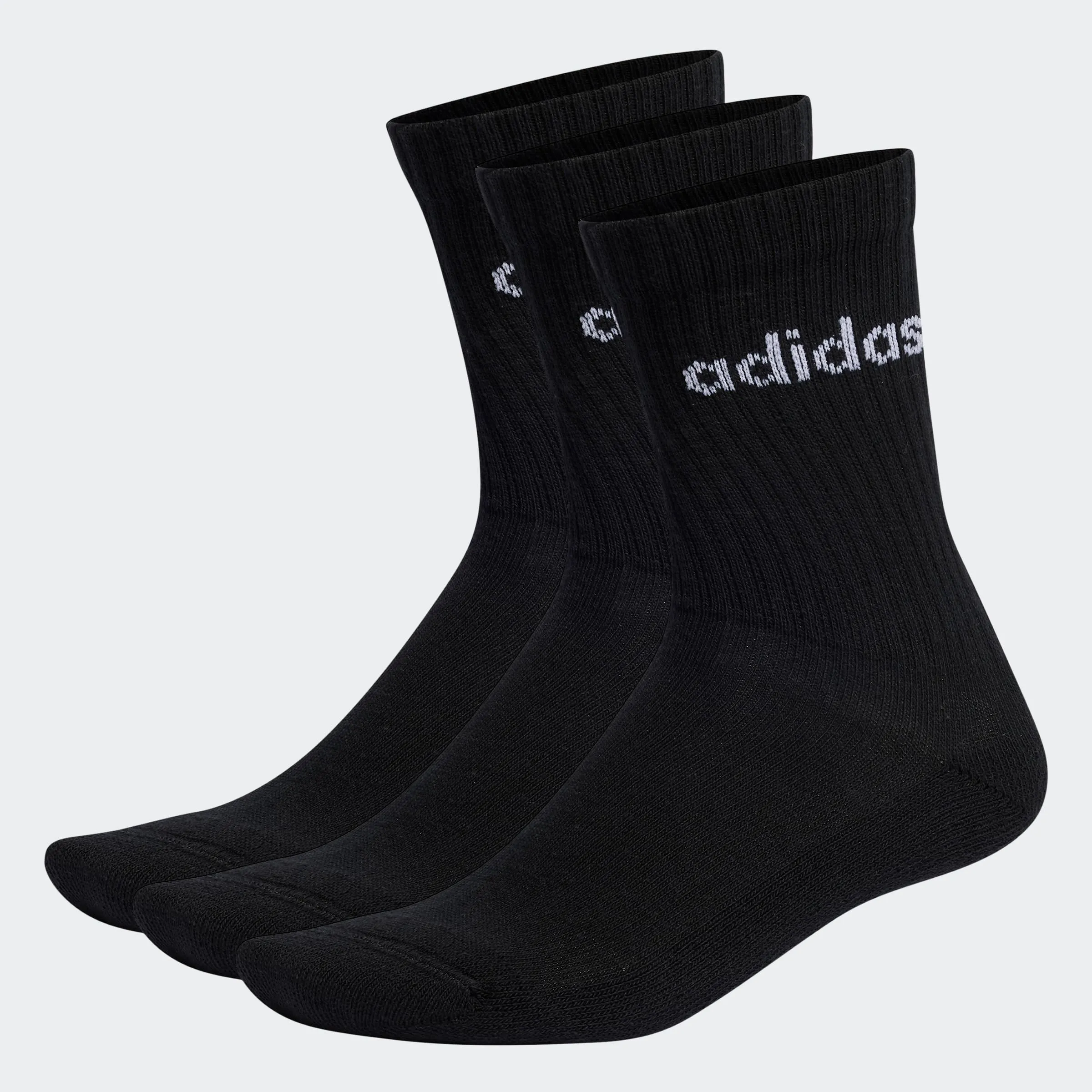 adidas Unisex - Adulto Linear Crew Cushioned Socks 3 Pairs, Black / White, 37-40