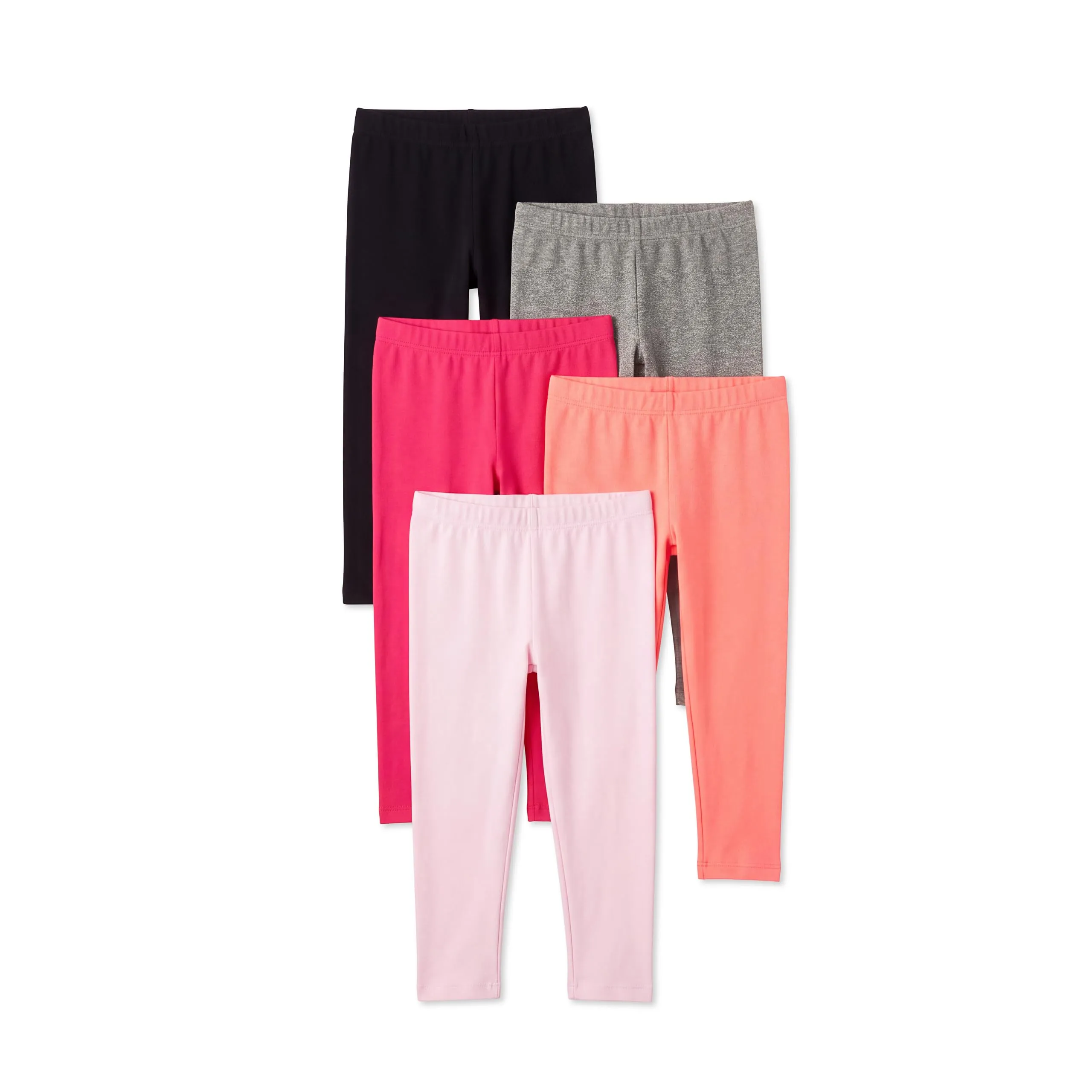 Amazon Essentials Leggings Bambine e Ragazze, Pacco da 5, Grigio Puntinato/Nero/Pesca/Rosa Chiaro/Rosso, 3 Anni