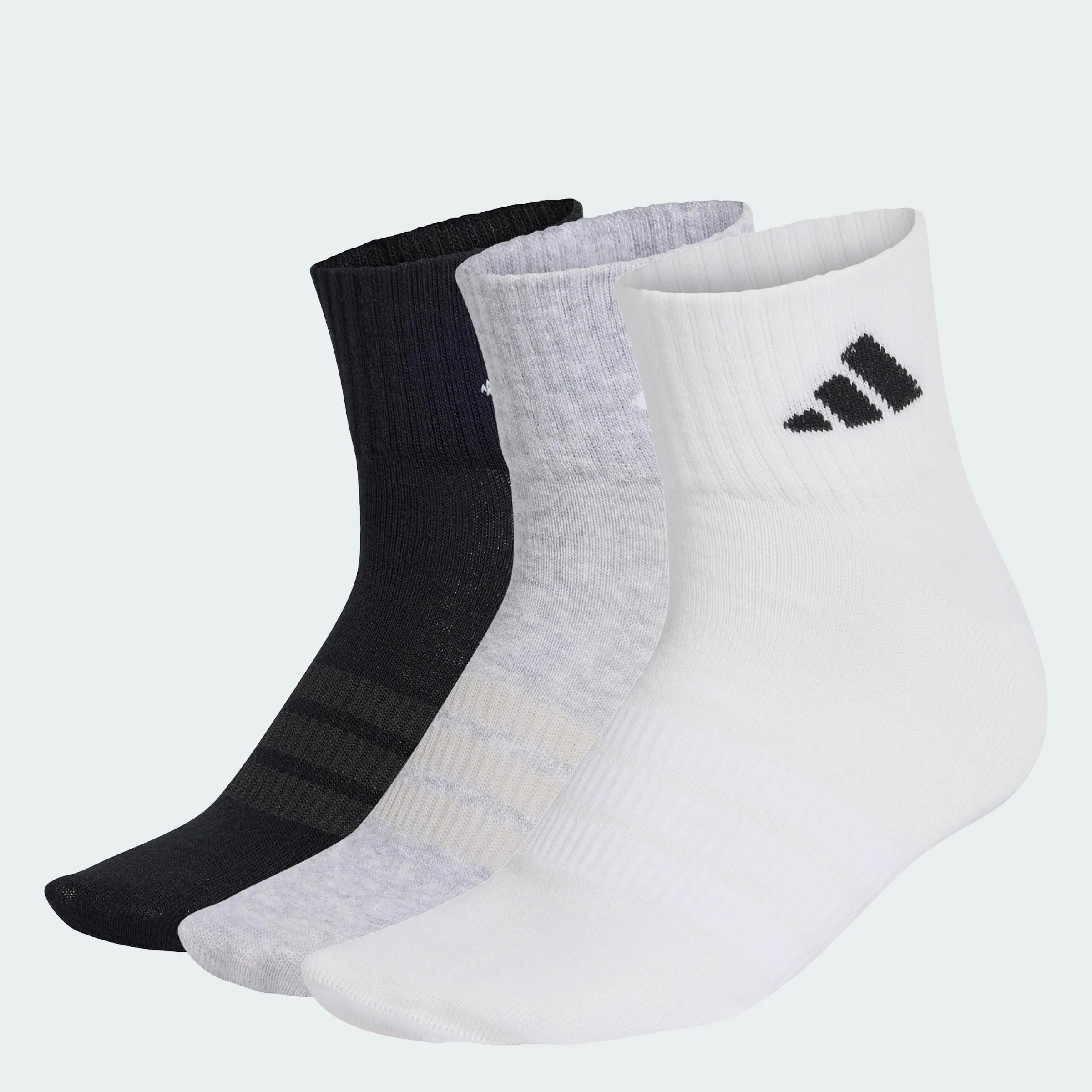 adidas Unisex - Adulto Thin&Light Sportswear Ankle Socks 3 Pair Pack, medium grey heather/white/black, 45-48