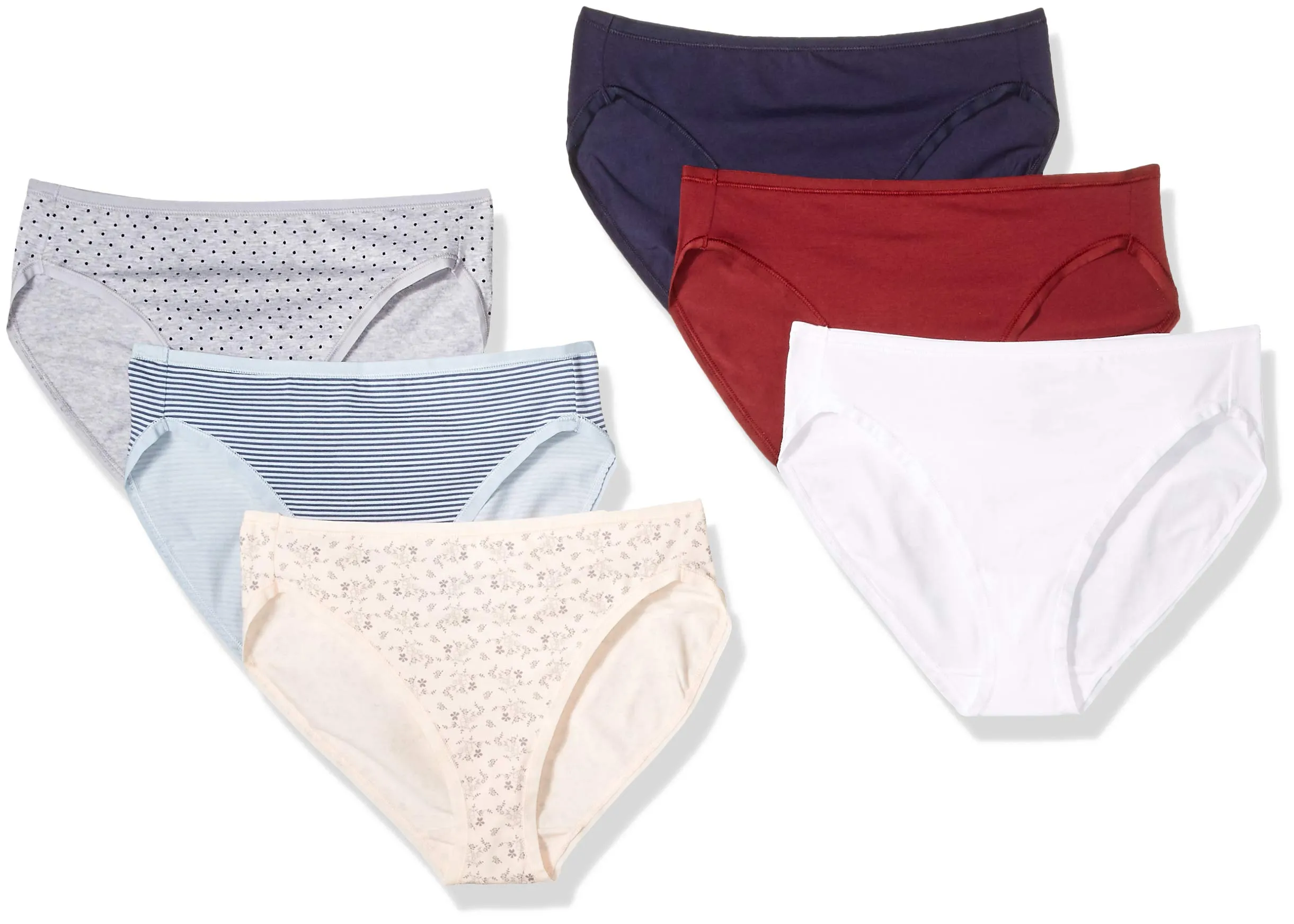 Amazon Essentials Pantaloni a Vita Alta in Cotone Spandex, Traspiranti Donna, Confezione da 6, Calda/Colori Freddi, 46