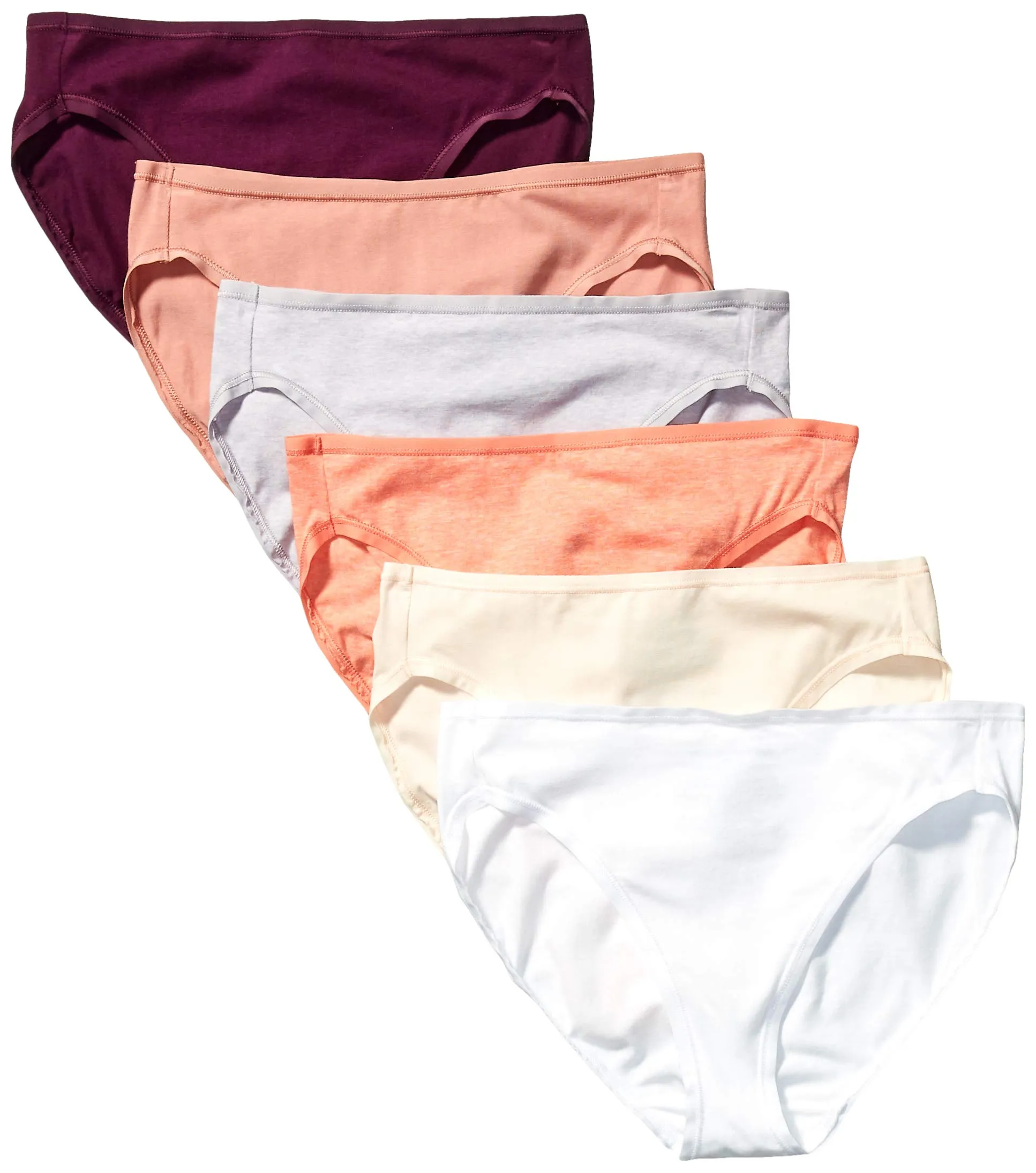 Amazon Essentials Pantaloni a Vita Alta in Cotone Spandex, Traspiranti Donna, Confezione da 6, Neutral Shades, 46