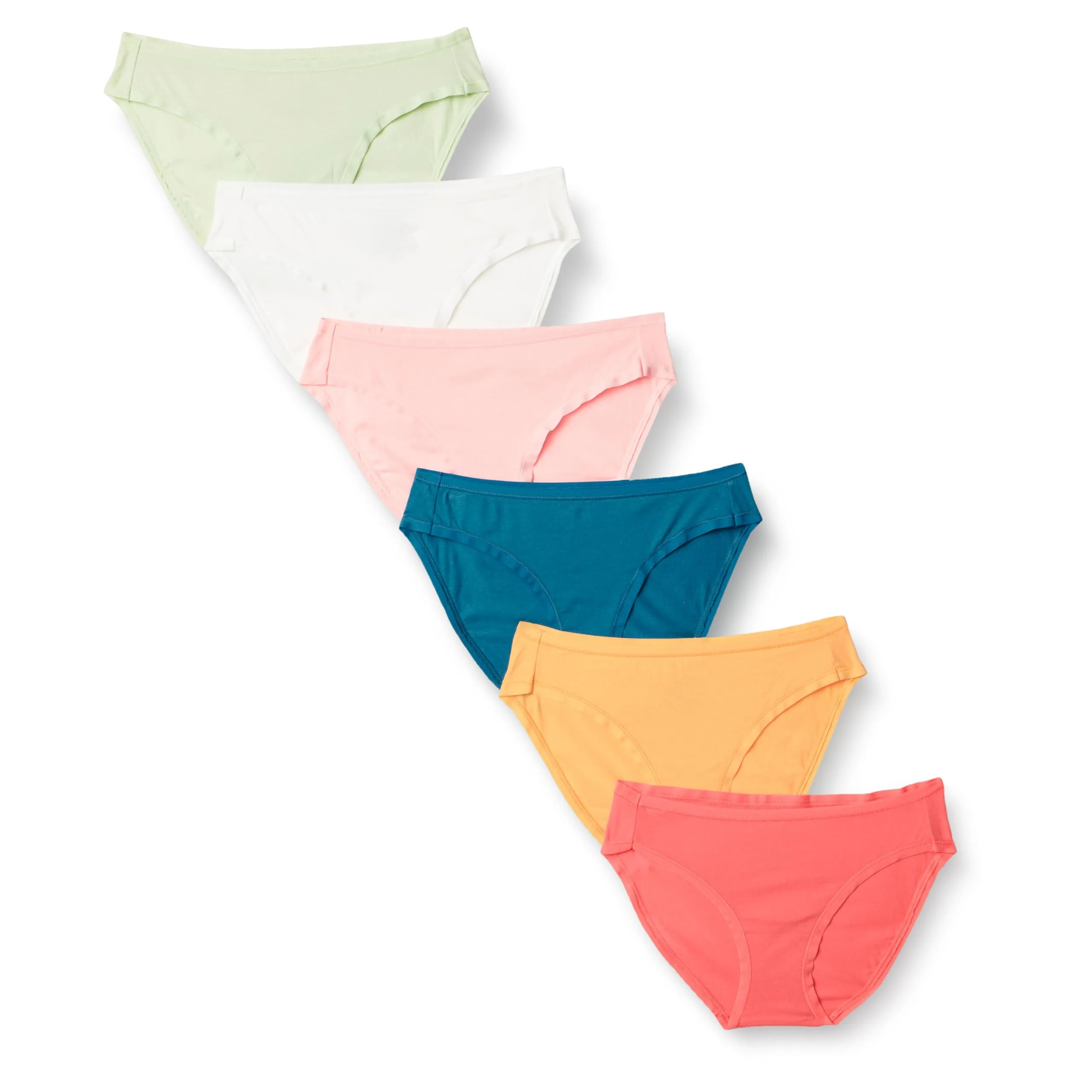 Amazon Essentials Slip Intimi Modello Bikini in Cotone Spandex (Disponibile nelle Taglie Forti) Donna, Confezione da 6, Colori A Contrasto Graziosi, 46