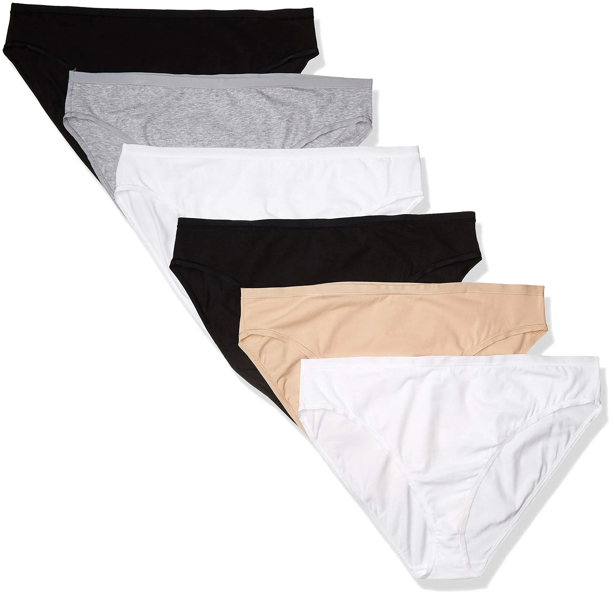 Amazon Essentials Pantaloni a Vita Alta in Cotone Spandex, Traspiranti Donna, Confezione da 6, Neutra, XL Plus