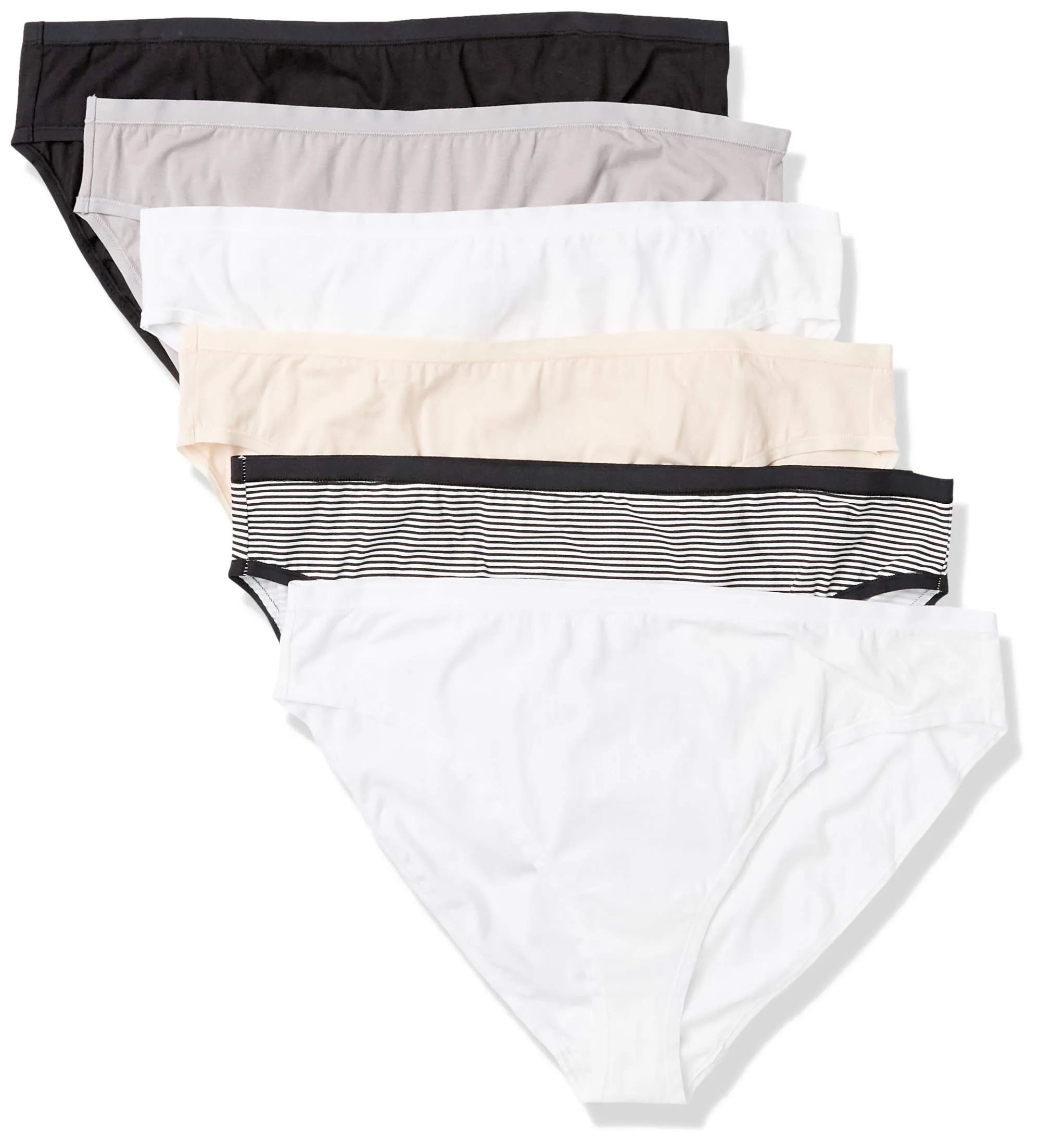 Amazon Essentials Pantaloni a Vita Alta in Cotone Spandex, Traspiranti Donna, Confezione da 6, Colori Basici, XL Plus