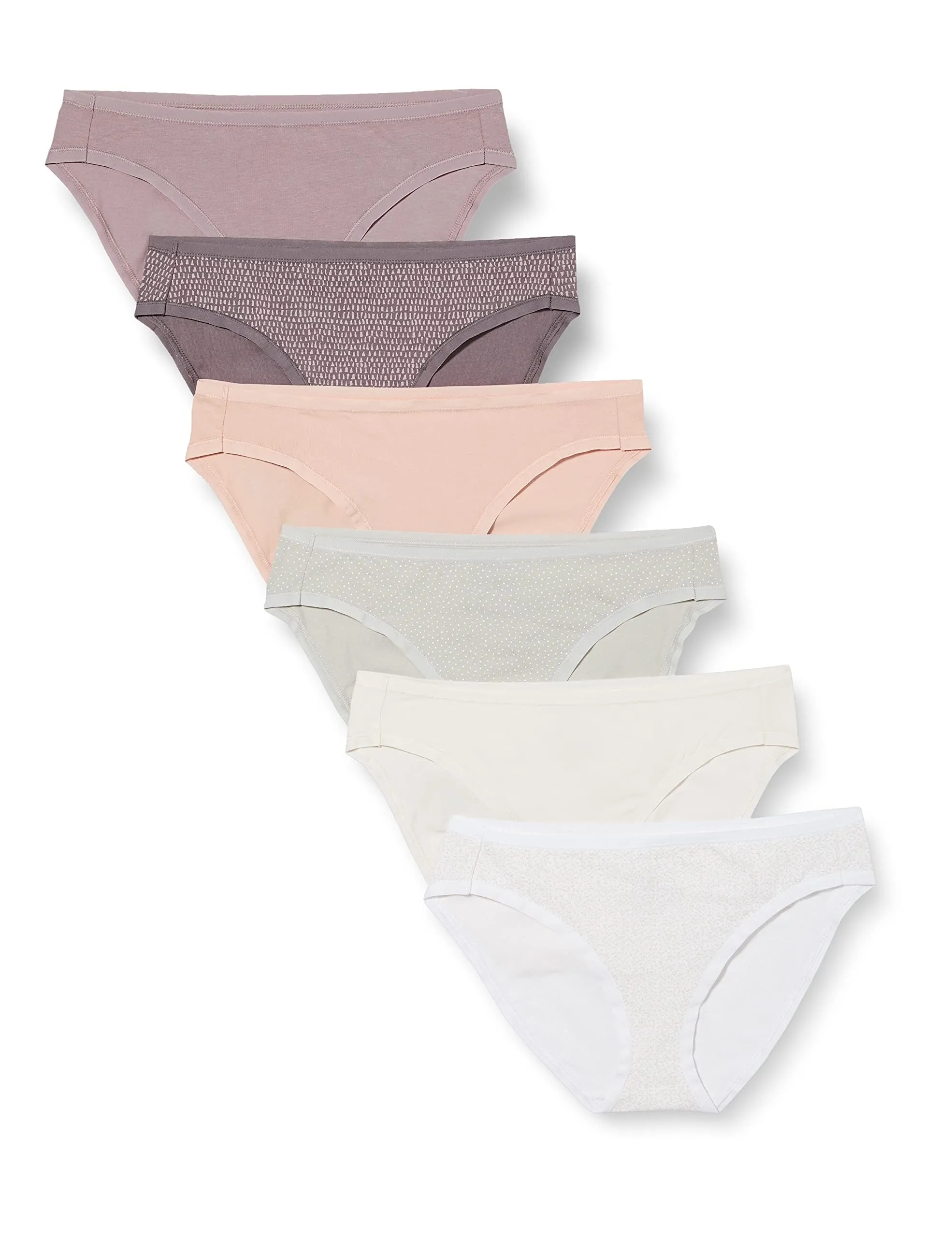 Amazon Essentials Slip Intimi Modello Bikini in Cotone Spandex (Disponibile nelle Taglie Forti) Donna, Confezione da 6, Motivo Piccolo/Pois, 50