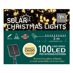 Filo Verde 100 luci - LED Bianco caldo (3 + 1 mt) 8 Giochi di luce (Ricaricabile) 63697