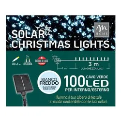 Filo Verde 100 luci - LED Bianco freddo (3 + 1 mt) 8 Giochi di luce (Ricaricabile) 63796