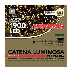 Filo Verde 1900 luci - MINILED Bianco caldo (38 + 3 mt) 8 Giochi di luce CHRISTMAS IP44 87709