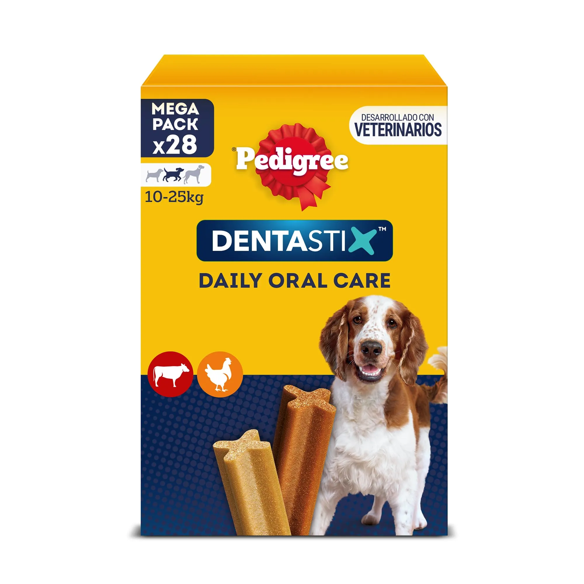 Pedigree Dentastix Snack per La Igiene Orale Cane Medio da 10 a 25 kg, 180 g, 112 Pezzi Totali, 28 unità, Confezione da 4