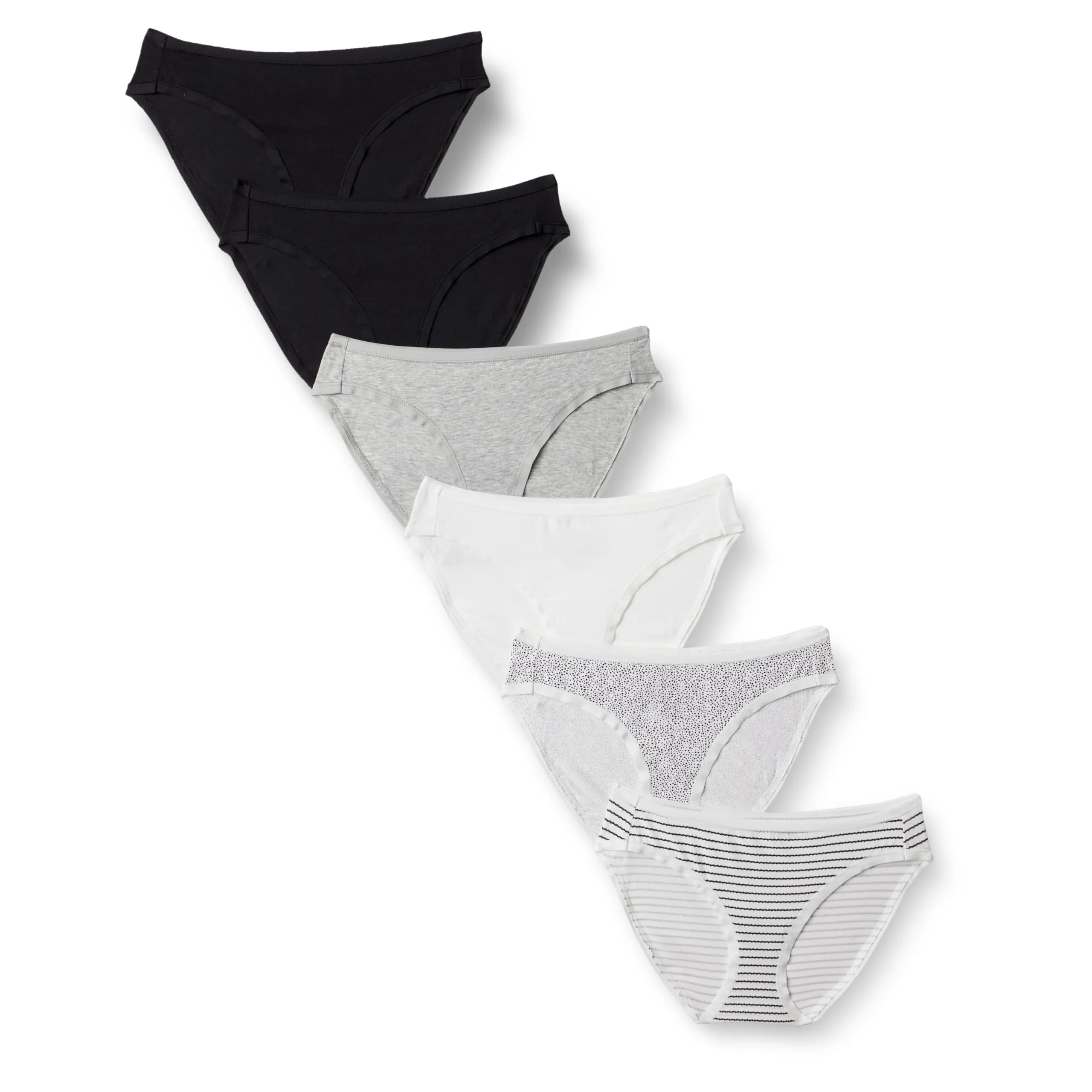 Amazon Essentials Slip Intimi Modello Bikini in Cotone Spandex (Disponibile nelle Taglie Forti) Donna, Confezione da 6, Multicolore/Pois/Righe, 50