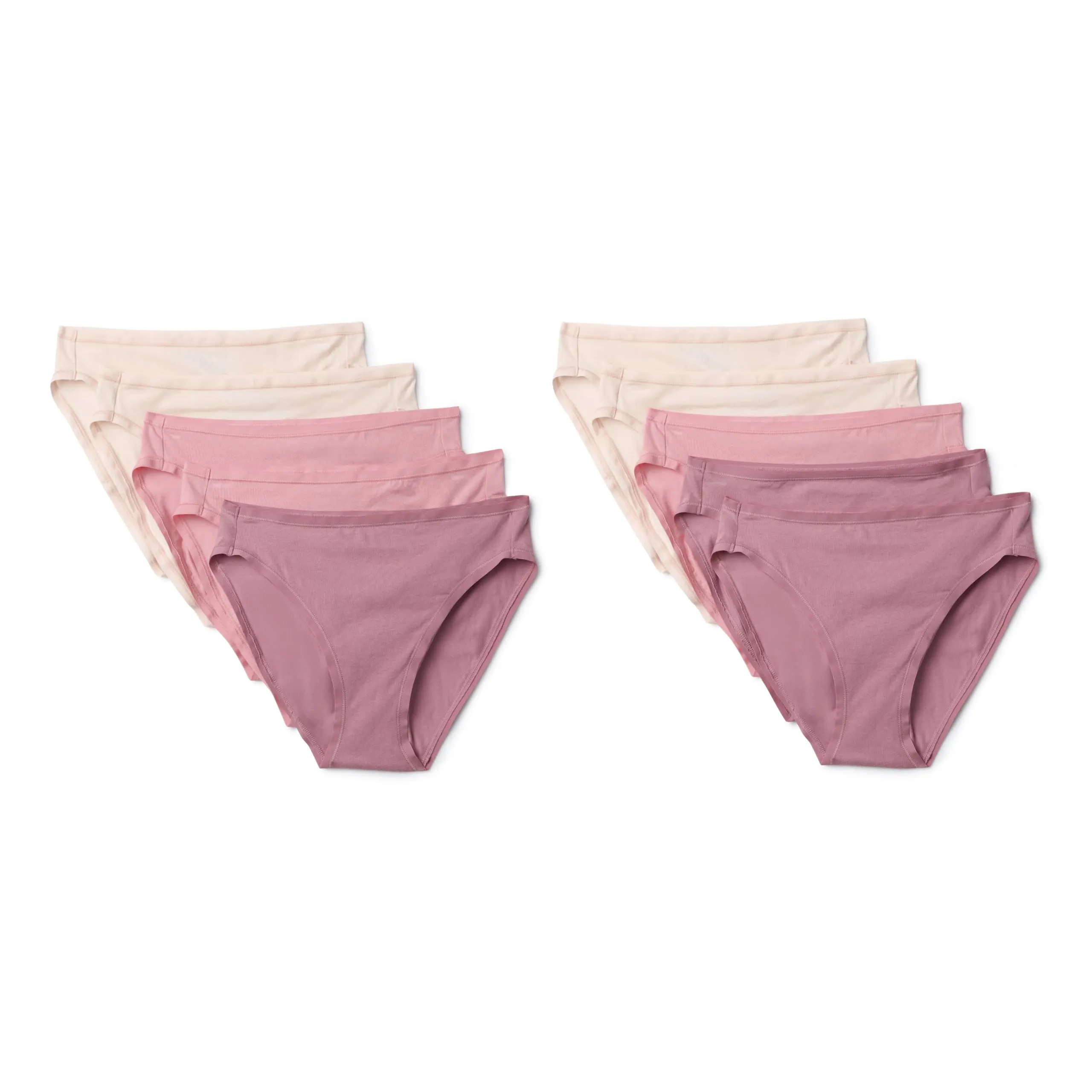 Amazon Essentials Pantaloni a Vita Alta in Cotone Spandex, Traspiranti Donna, Confezione da 10, Rosa Polverosa/Rosa/Rosa Pallido, XXL Plus