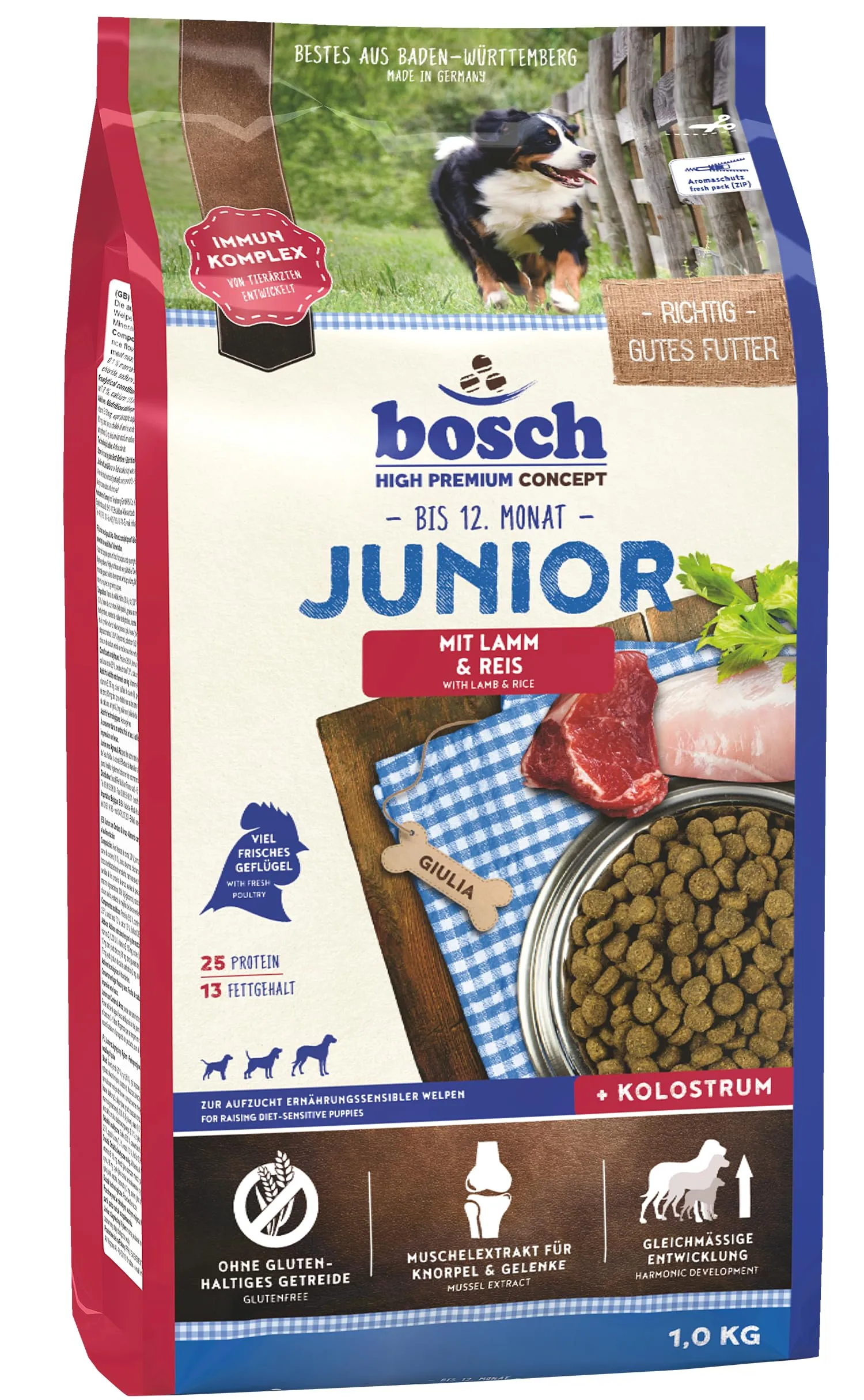 bosch HPC Junior con agnello e riso | Cibo secco per cani per allevare cuccioli sensibili dal punto di vista nutrizionale | 1 x 1000 g