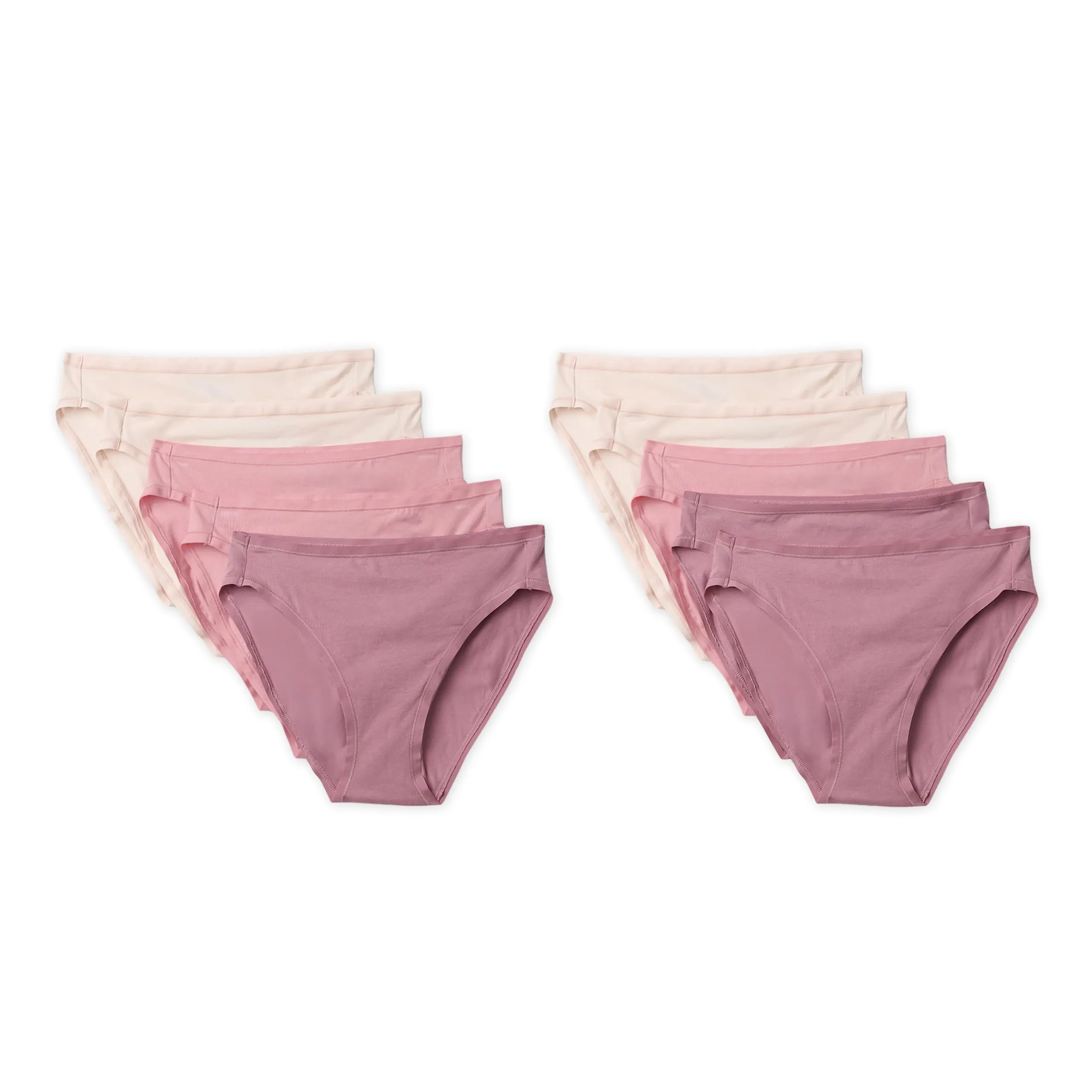 Amazon Essentials Slip Intimi Modello Bikini in Cotone Spandex (Disponibile nelle Taglie Forti) Donna, Confezione da 10, Rosa Polverosa/Rosa/Rosa Pallido, 6XL Plus