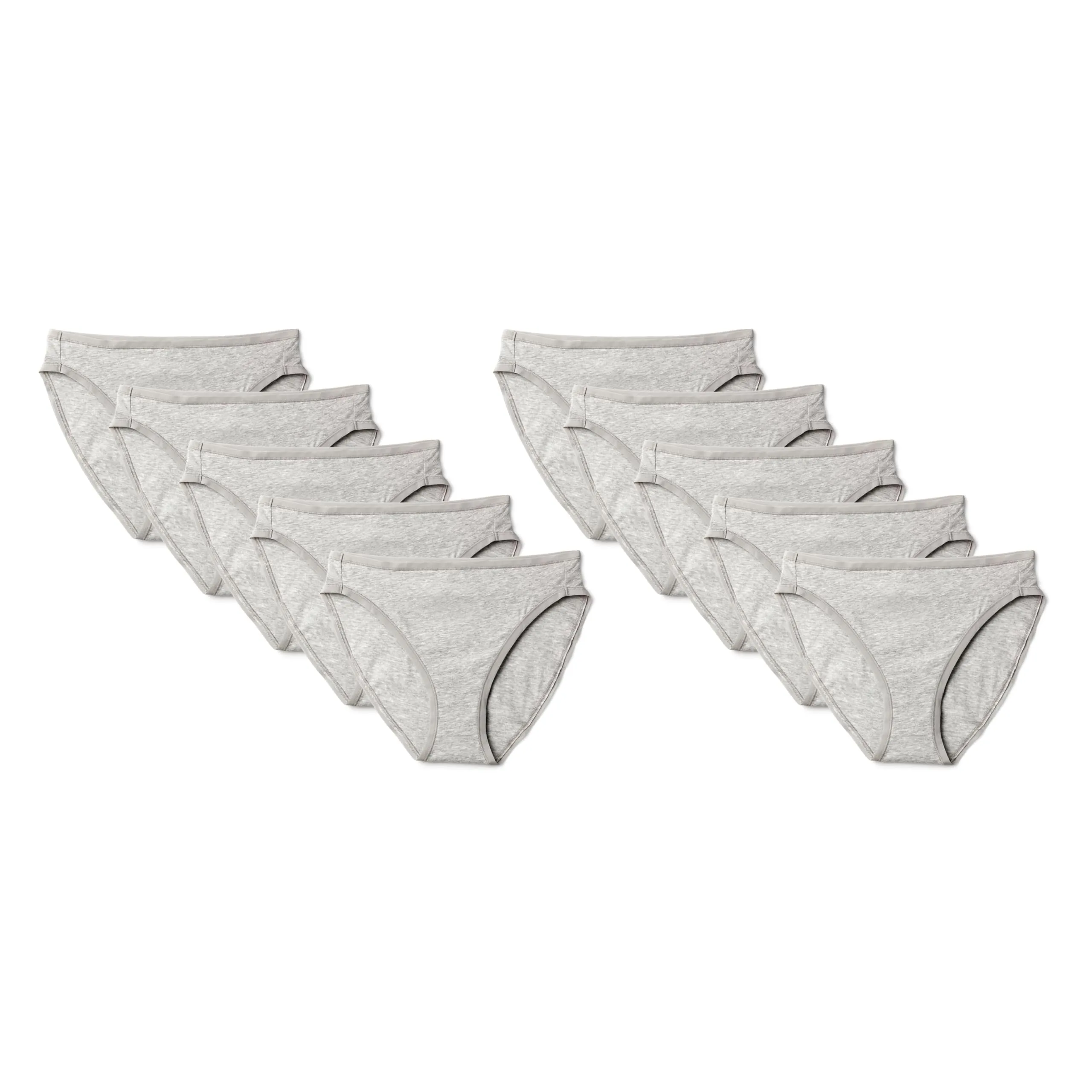 Amazon Essentials Pantaloni a Vita Alta in Cotone Spandex, Traspiranti Donna, Confezione da 10, Grigio Mélange, XXL Plus