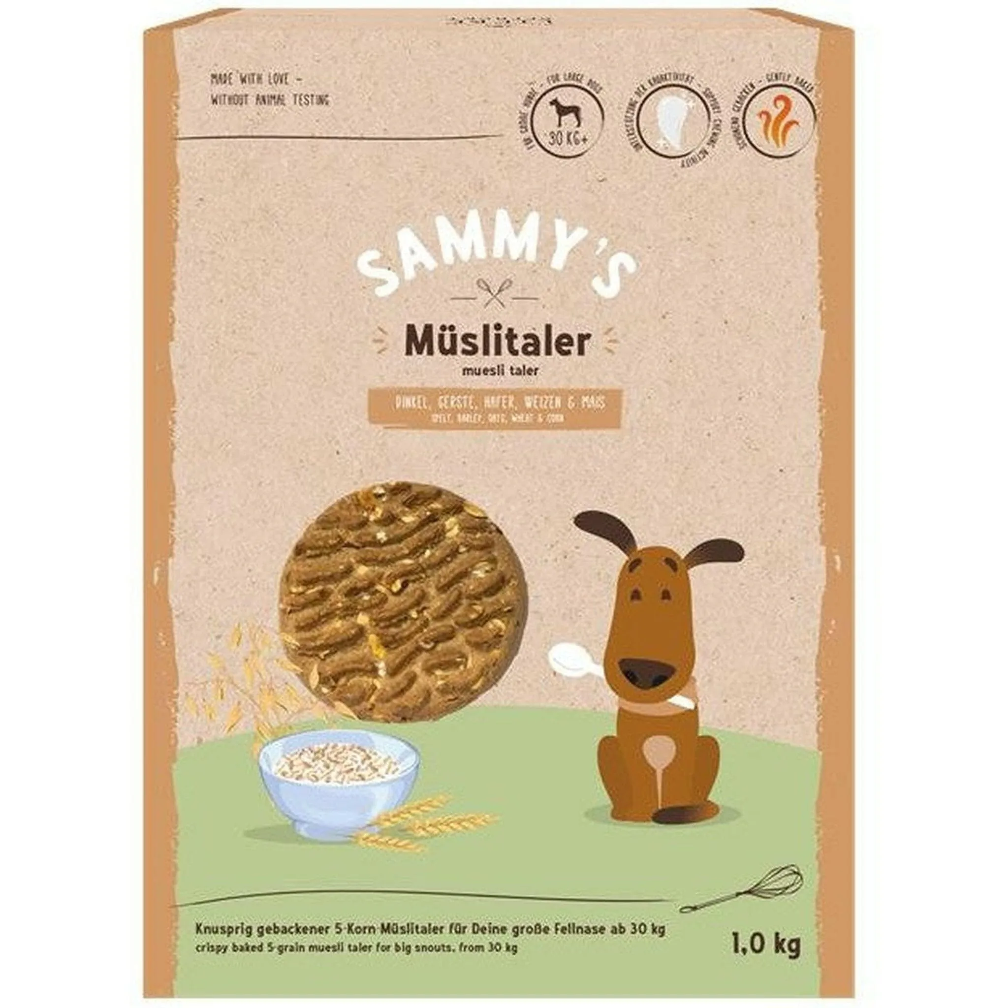 Biscotti al muesli di Sammy | Snack croccanti per cani | Müslitaler ai 5 cereali per il tuo grande amico a quattro zampe 1 kg