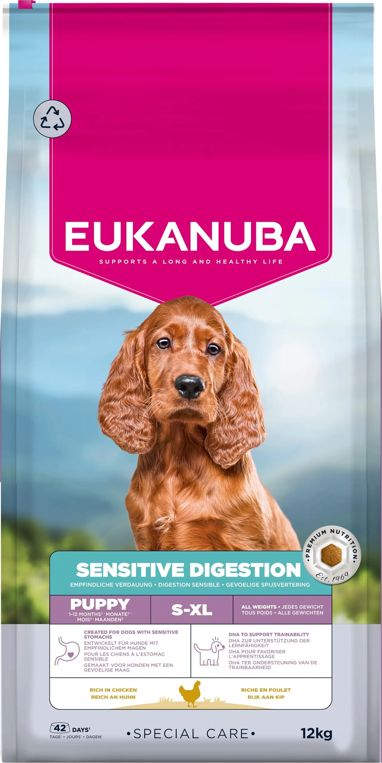 EUKANUBA Sensitive Digestion - Crocchette per cucciolo, pollo e riso, 12 kg