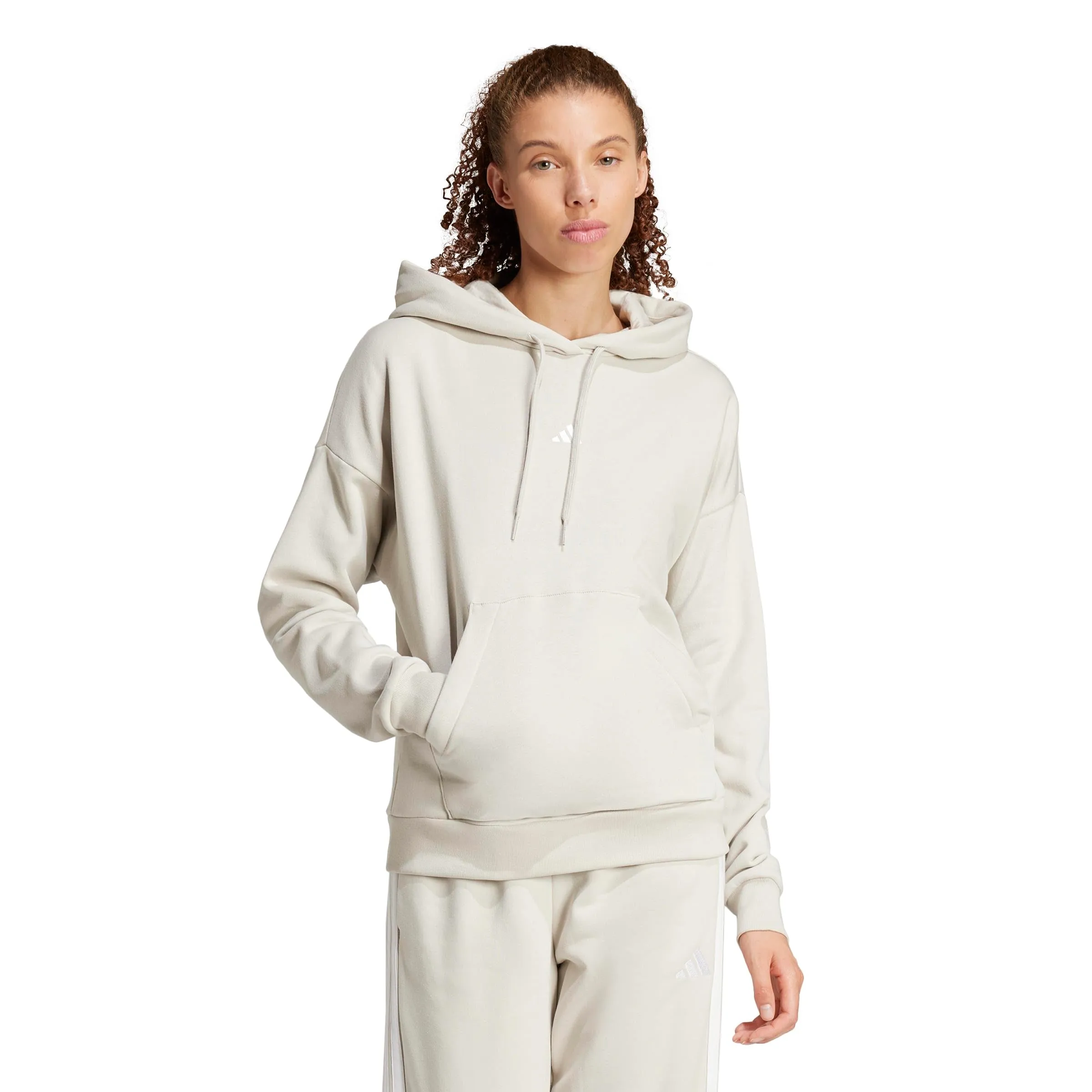 adidas Donna Essentials Small Logo Feel Cozy Hoodie Sweatshirt, Wonder Alumina/White, XXL