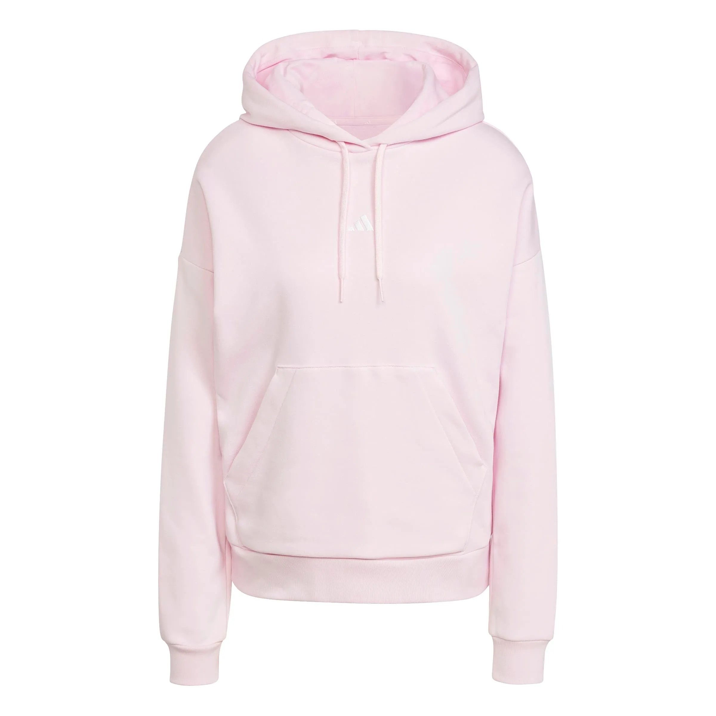 adidas Donna Essentials Small Logo Feel Cozy Hoodie Sweatshirt, Clear Pink/White, M