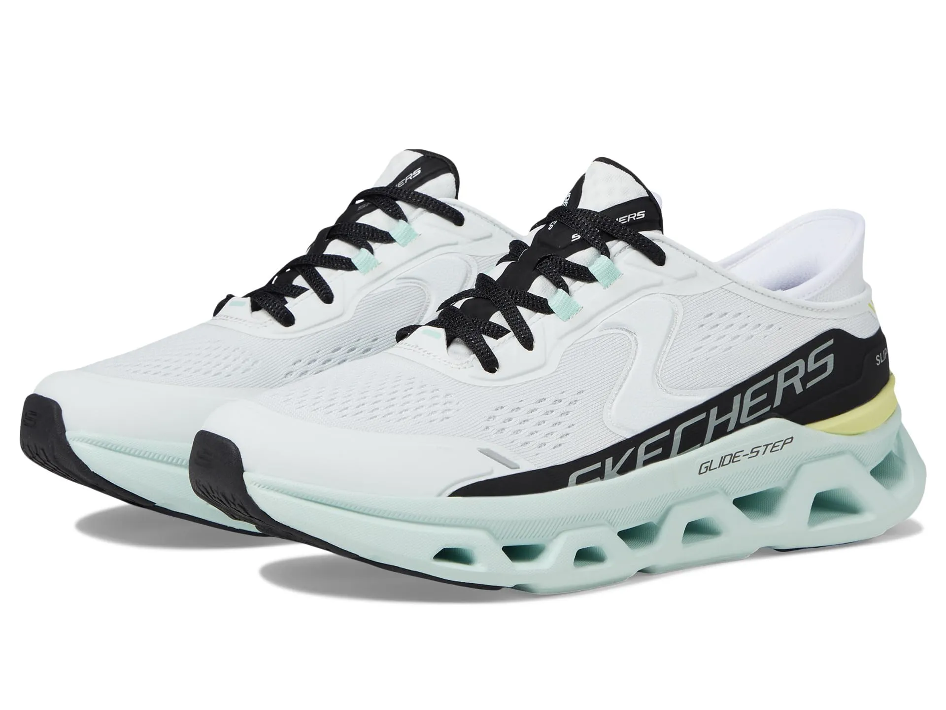 Skechers Glide-Step Atlus - Pantofole da Donna, Wmlt=Bianco/Multicolore, 9 Wide